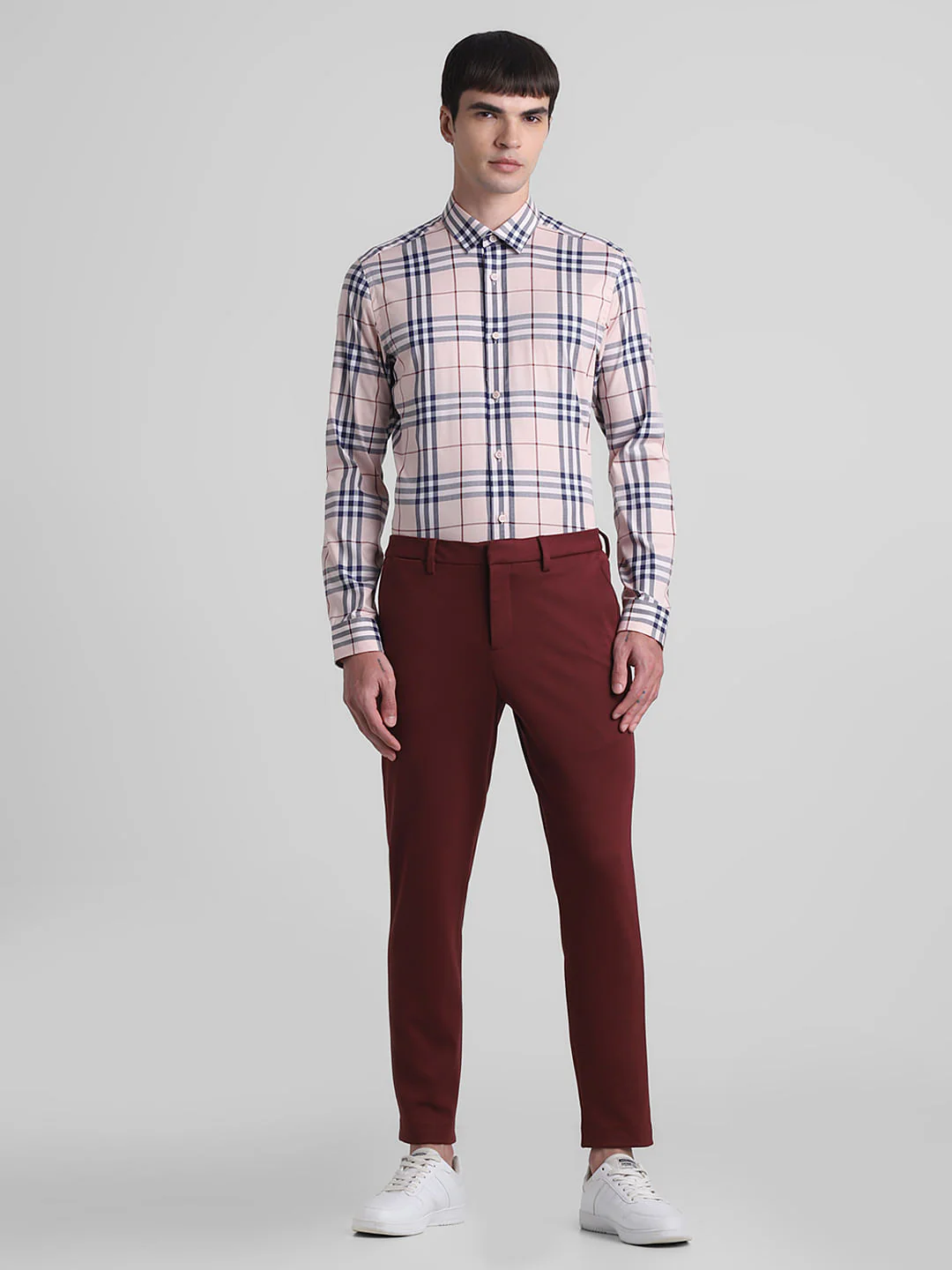 Peach Check Full Sleeves Shirt - Image 6