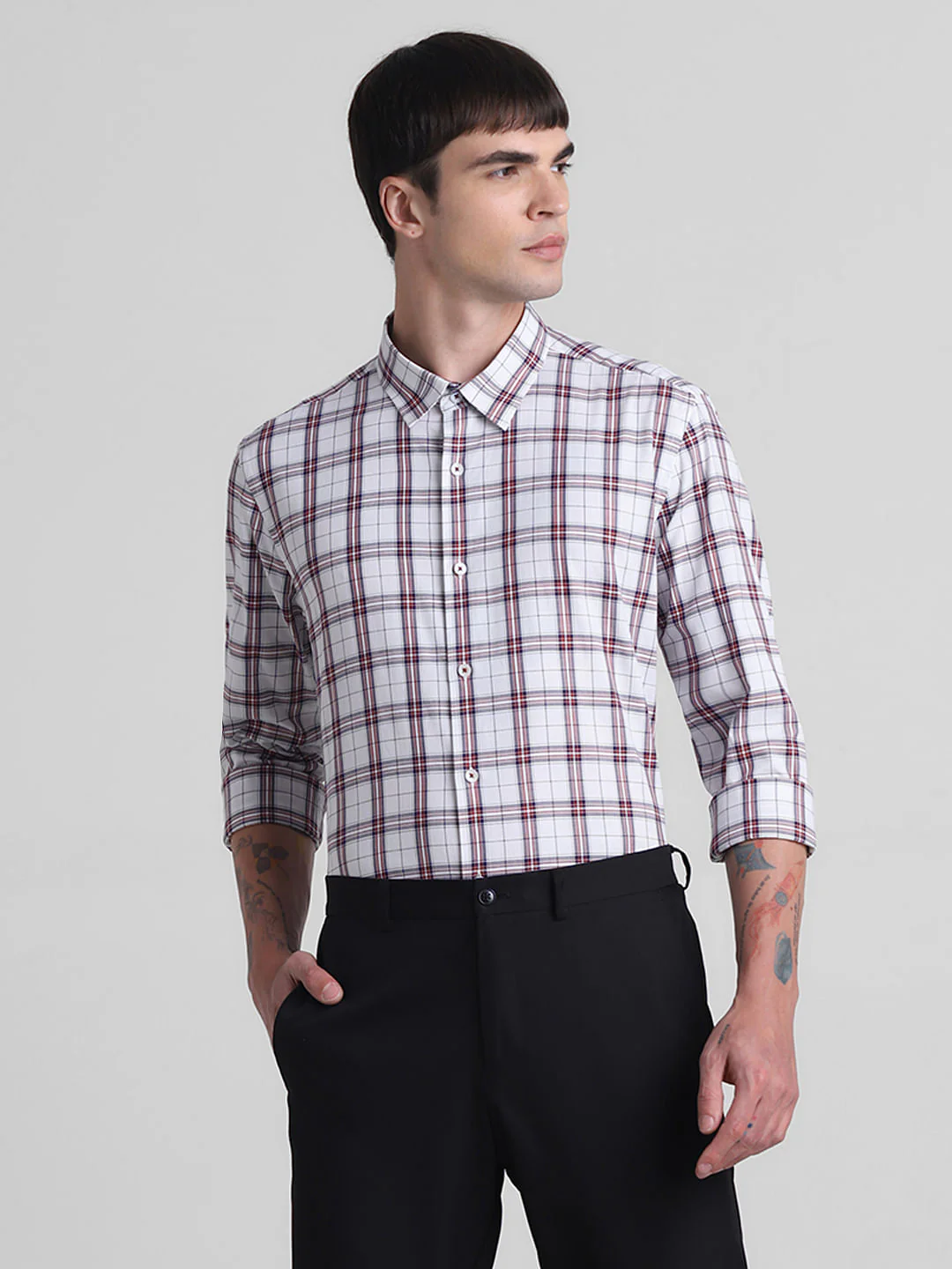 White Check Print Full Sleeves Shirt - Image 2
