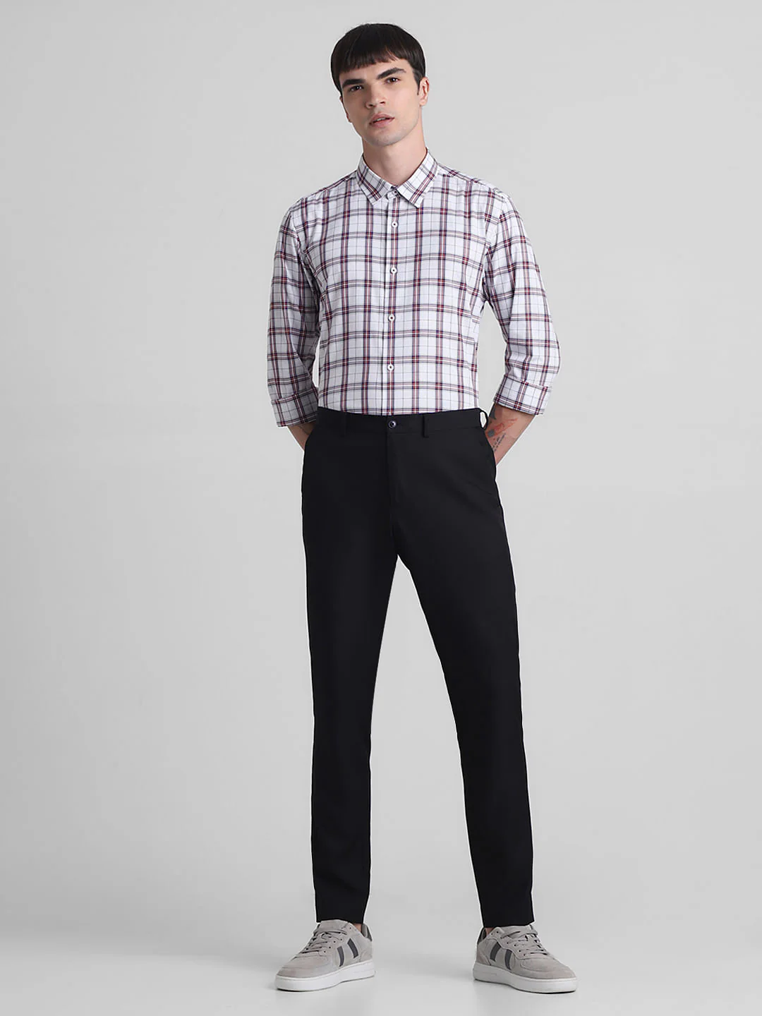 White Check Print Full Sleeves Shirt - Image 6