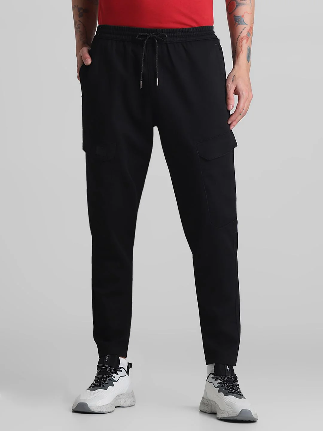 Black Mid Rise Cargos