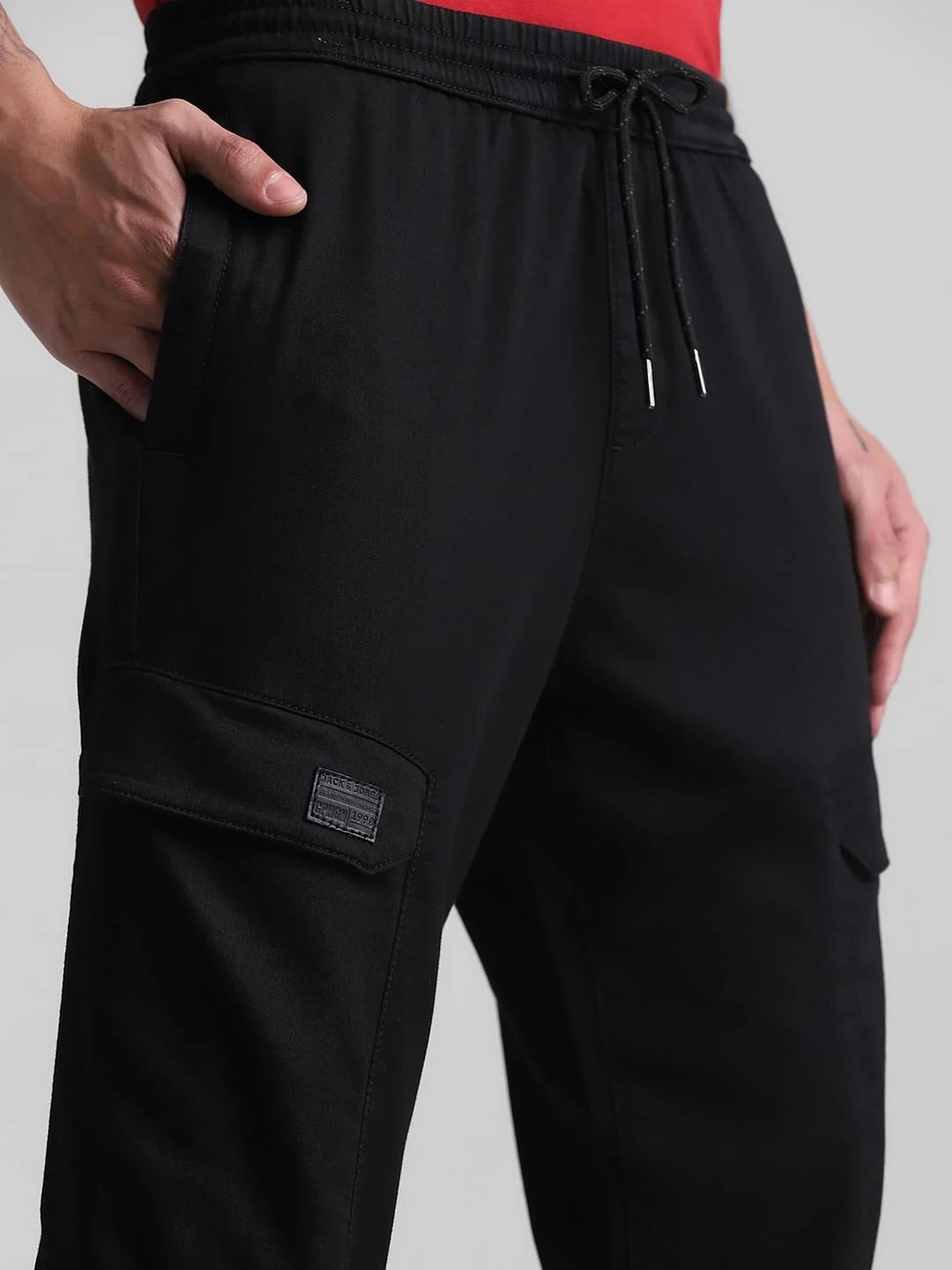 Black Mid Rise Cargos - Image 4