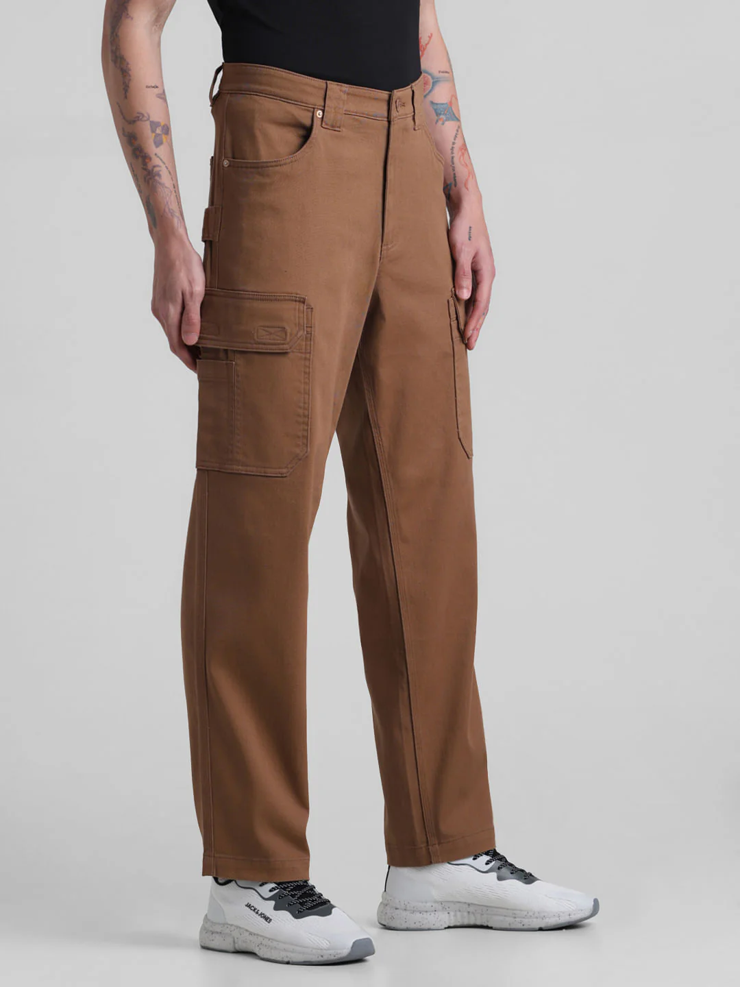 Brown Mid Rise Regular Fit Cargo Pants - Image 2
