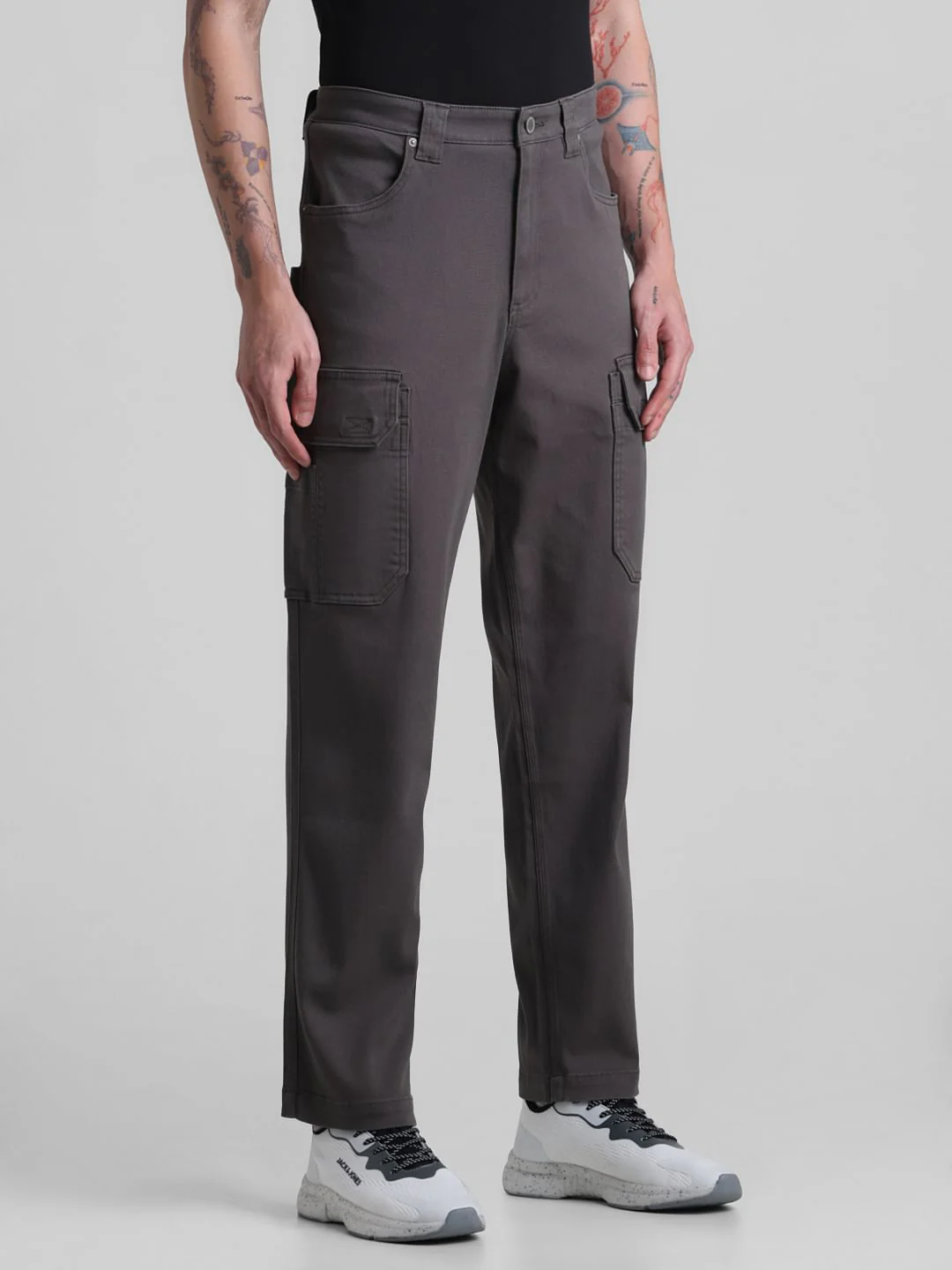 Regular Fit 6 Pocket Cargos - Dark Grey - Image 2