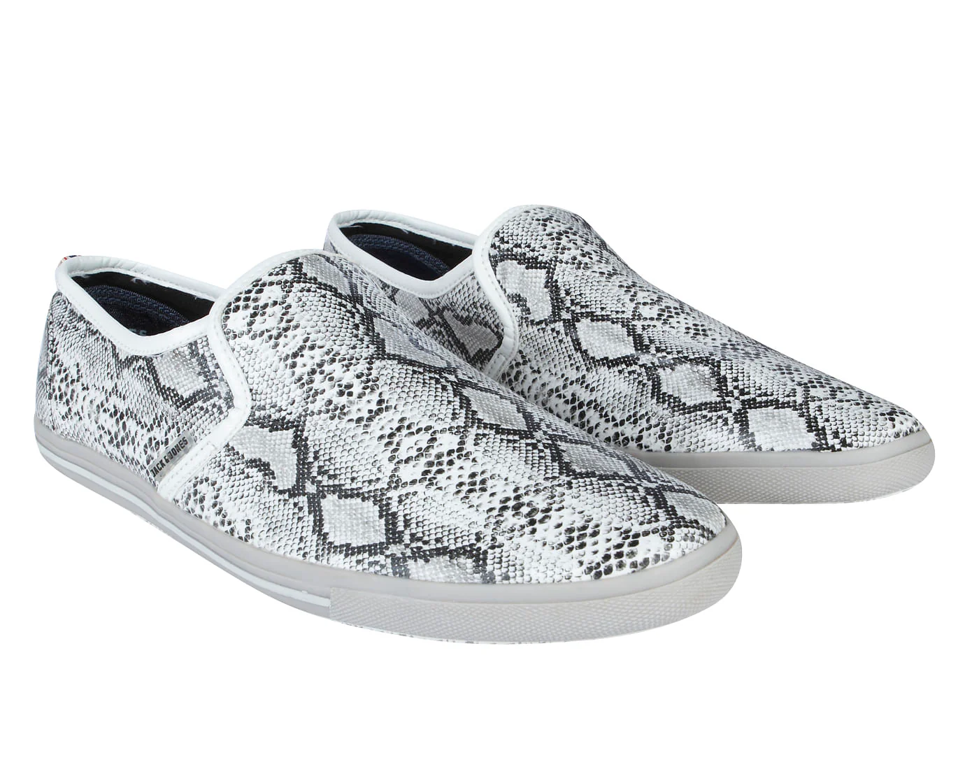 White Snakeskin PU Slip Ons - Image 2