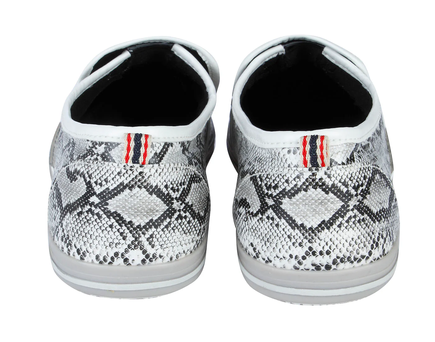 White Snakeskin PU Slip Ons - Image 4