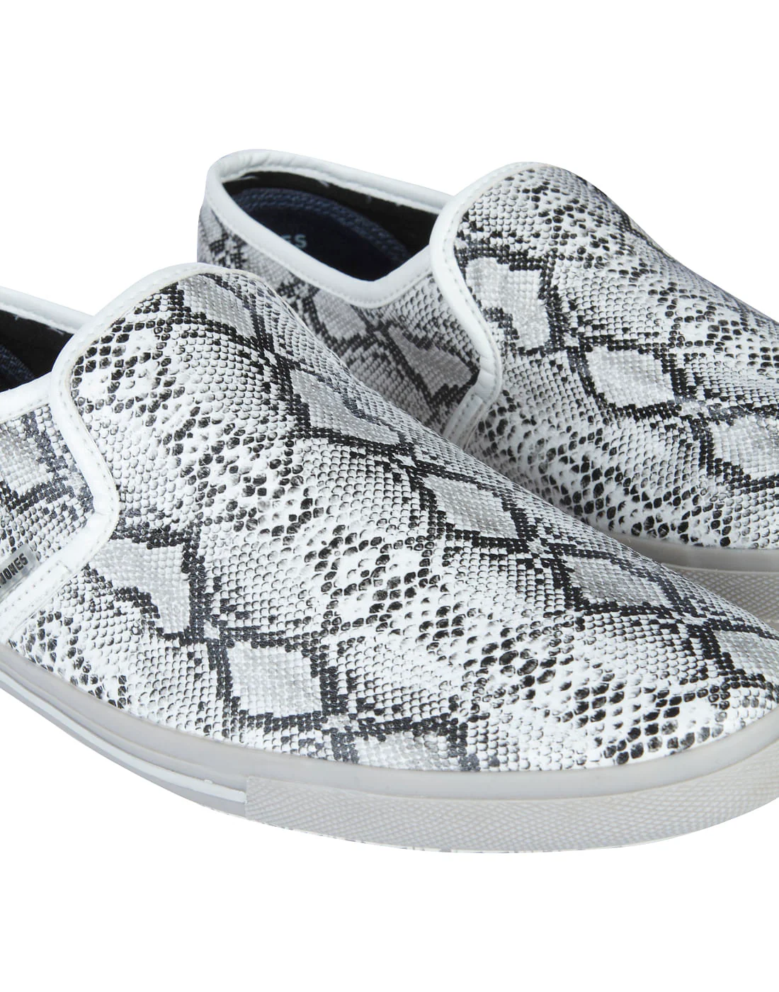 White Snakeskin PU Slip Ons - Image 5