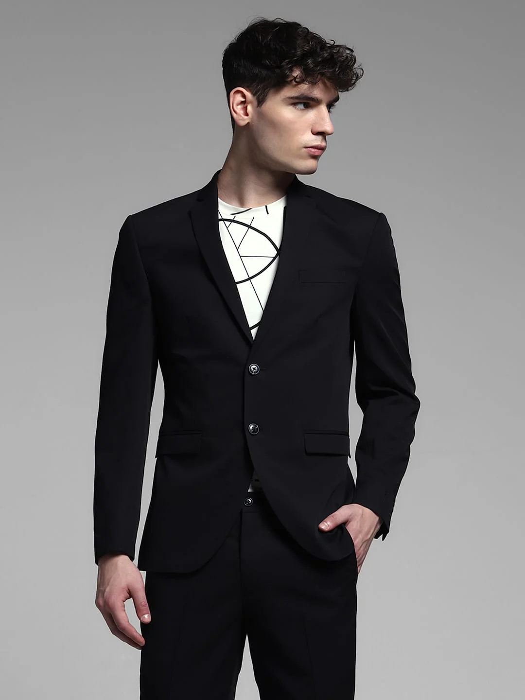 Black Double Button Blazer - Image 2
