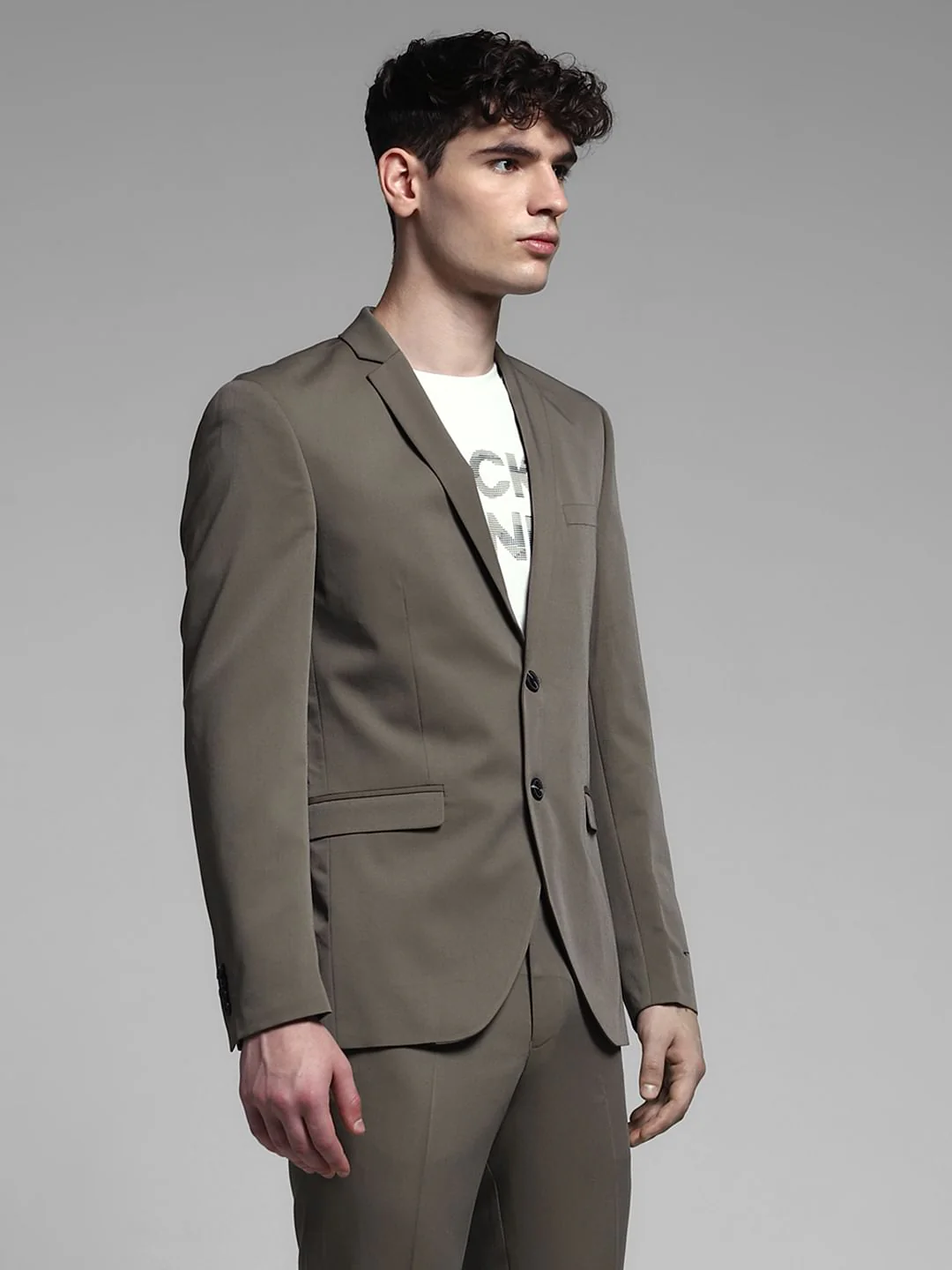 Grey Double Button Blazer - Image 3