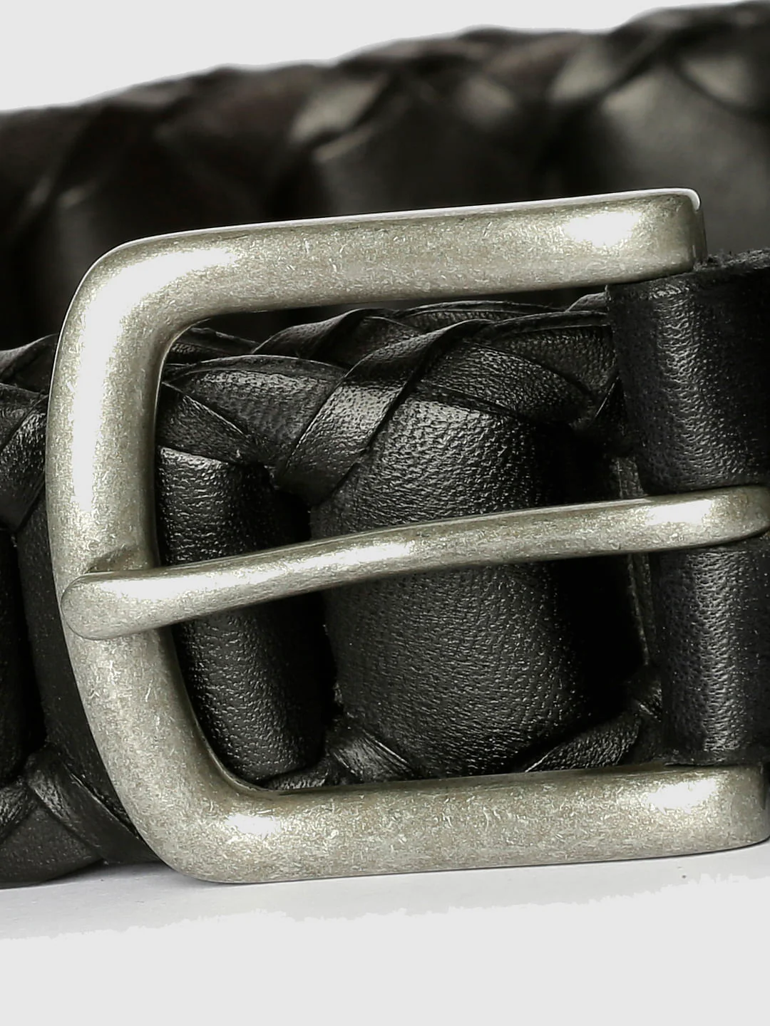Black Pleated Leather Belt - Image 3