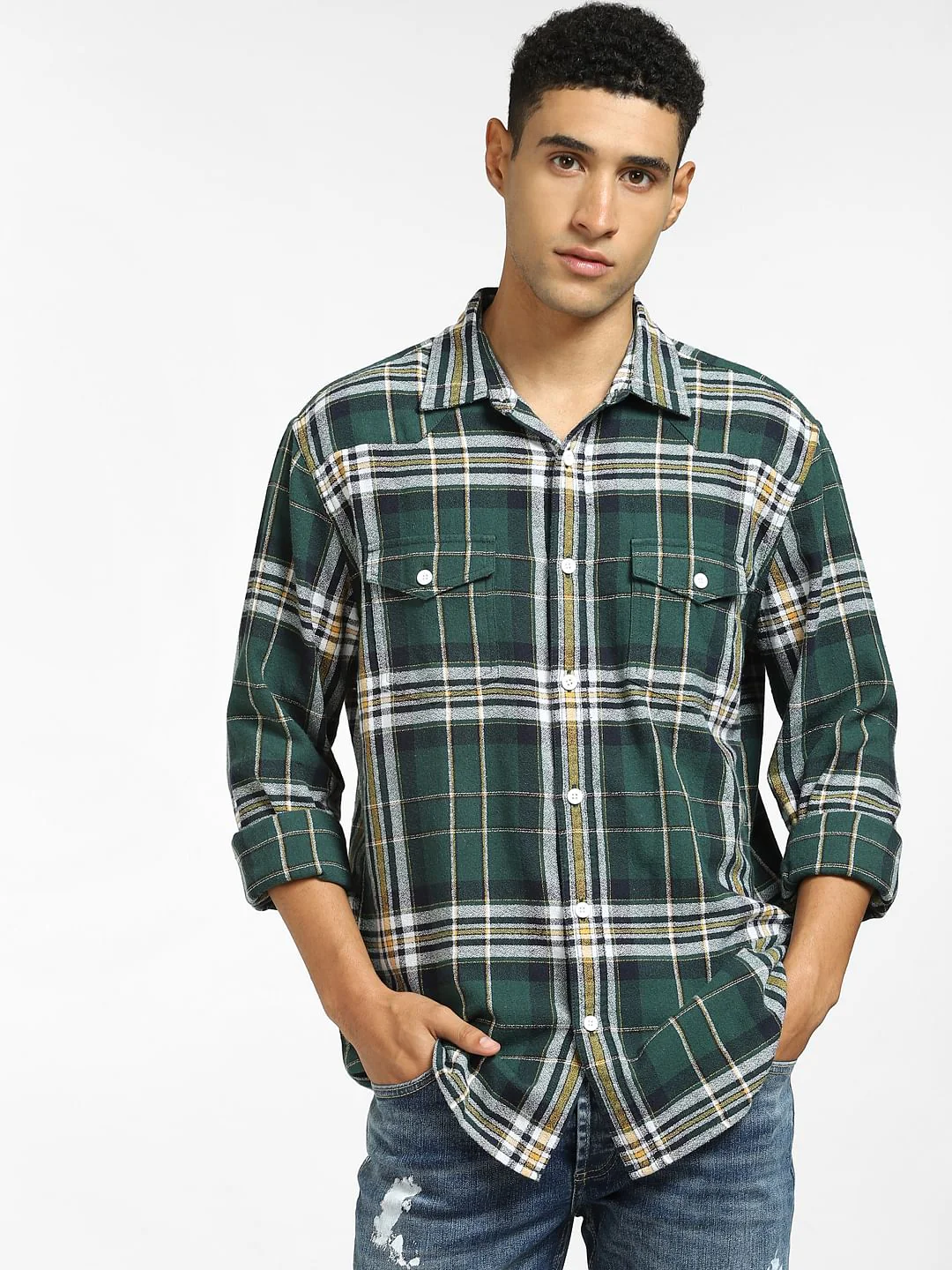 Green Check Full Sleeves Shirt - Image 2