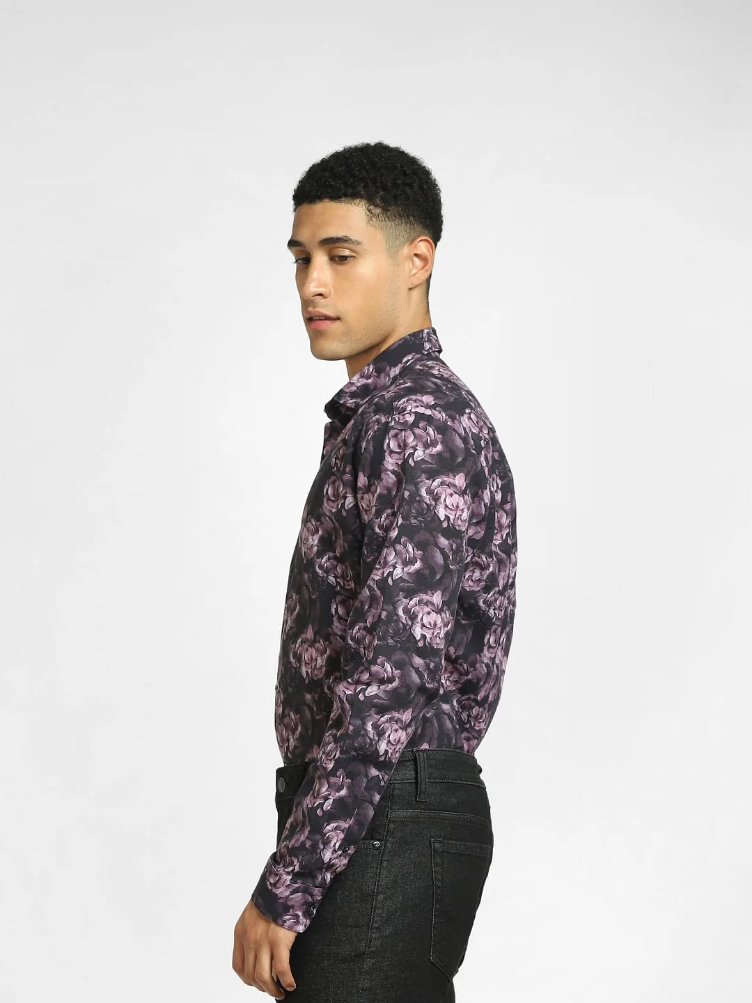 Purple Floral Print Full Sleeves Shirt - Image 3