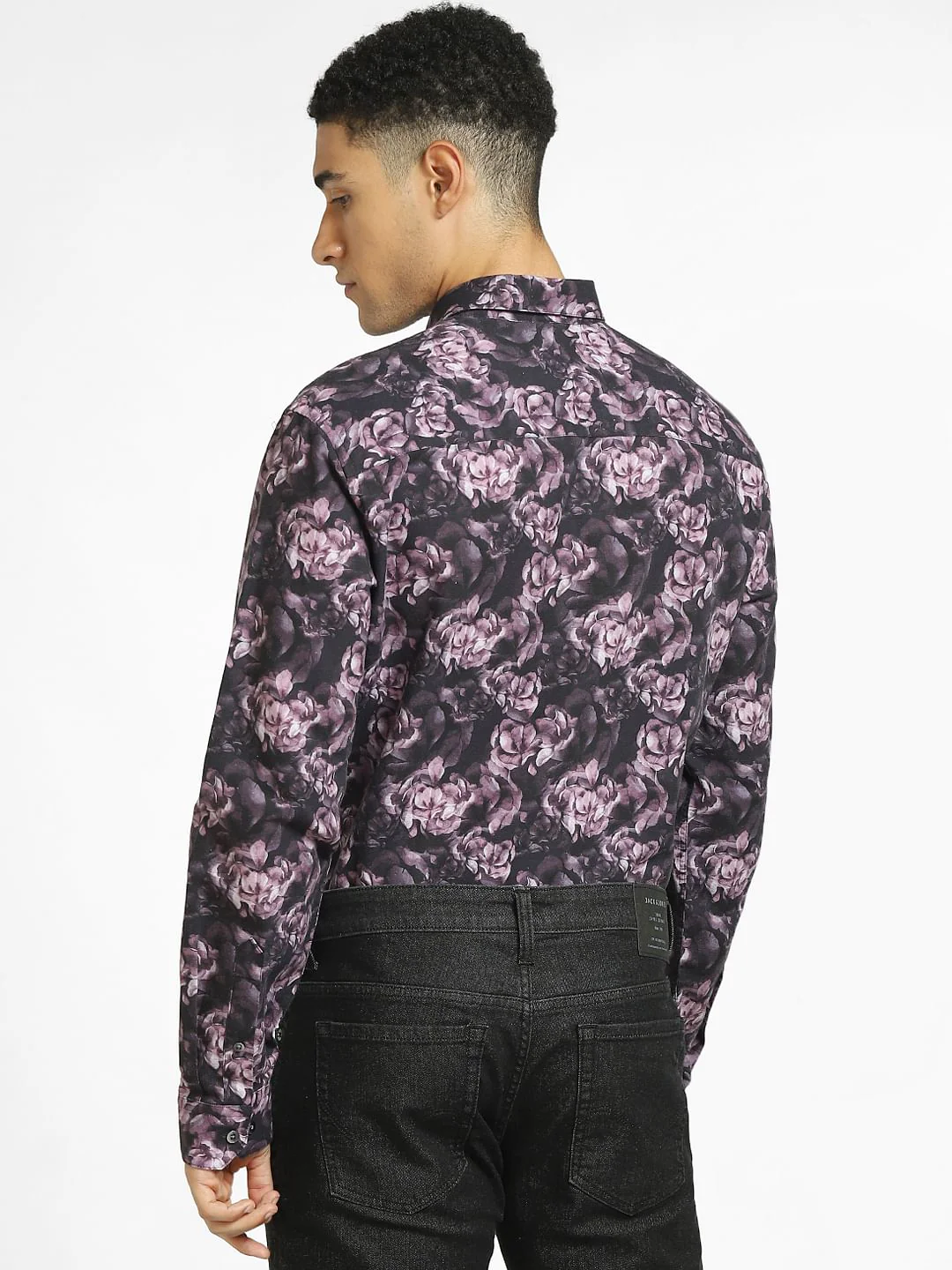 Purple Floral Print Full Sleeves Shirt - Image 4