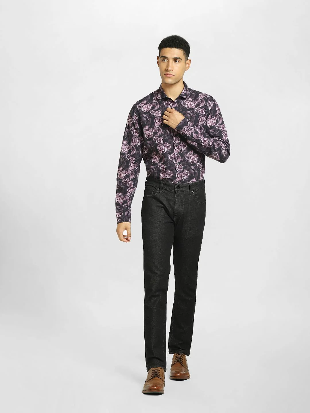 Purple Floral Print Full Sleeves Shirt - Image 6