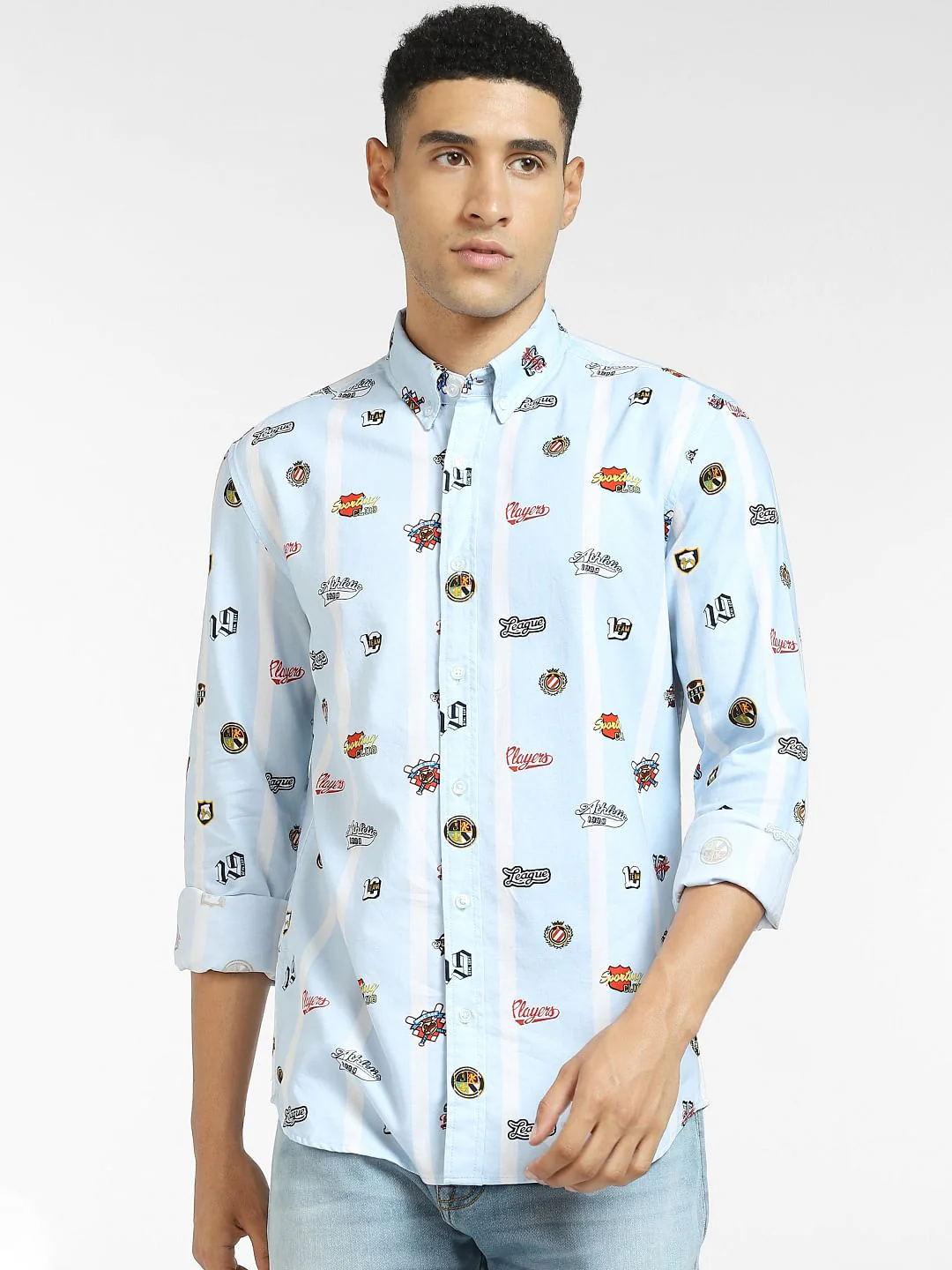 Blue All Over Print Full Sleeves Shirt - Image 2