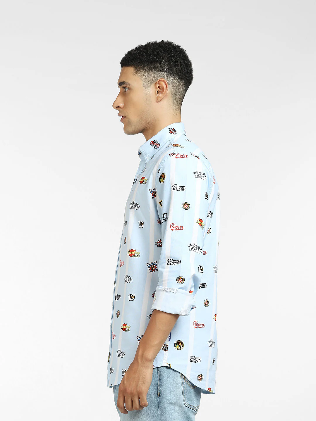 Blue All Over Print Full Sleeves Shirt - Image 3