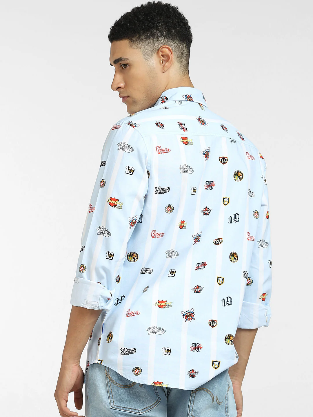 Blue All Over Print Full Sleeves Shirt - Image 4