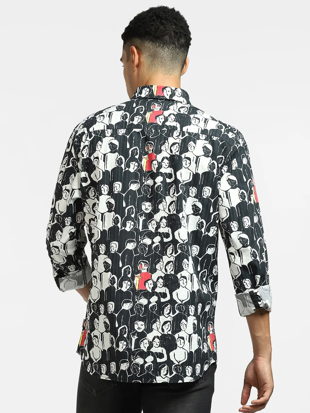 Black Graphic Print Full Sleeves Shirt - Image 4