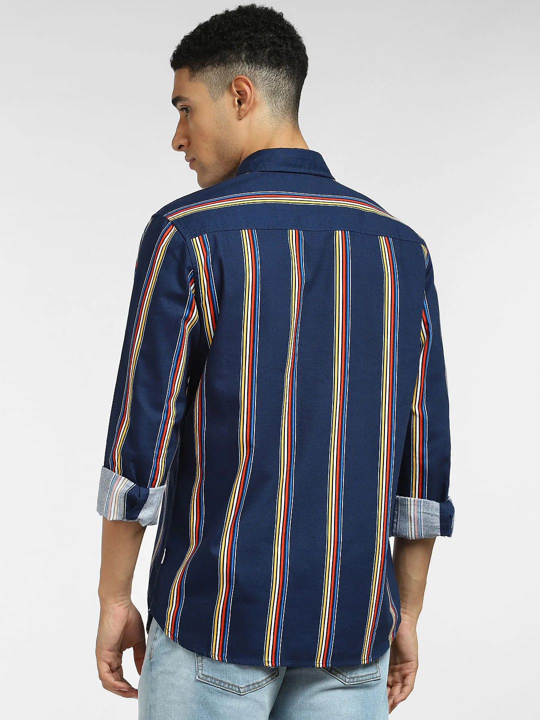 Blue Striped Full Sleeves Shirt - Image 4