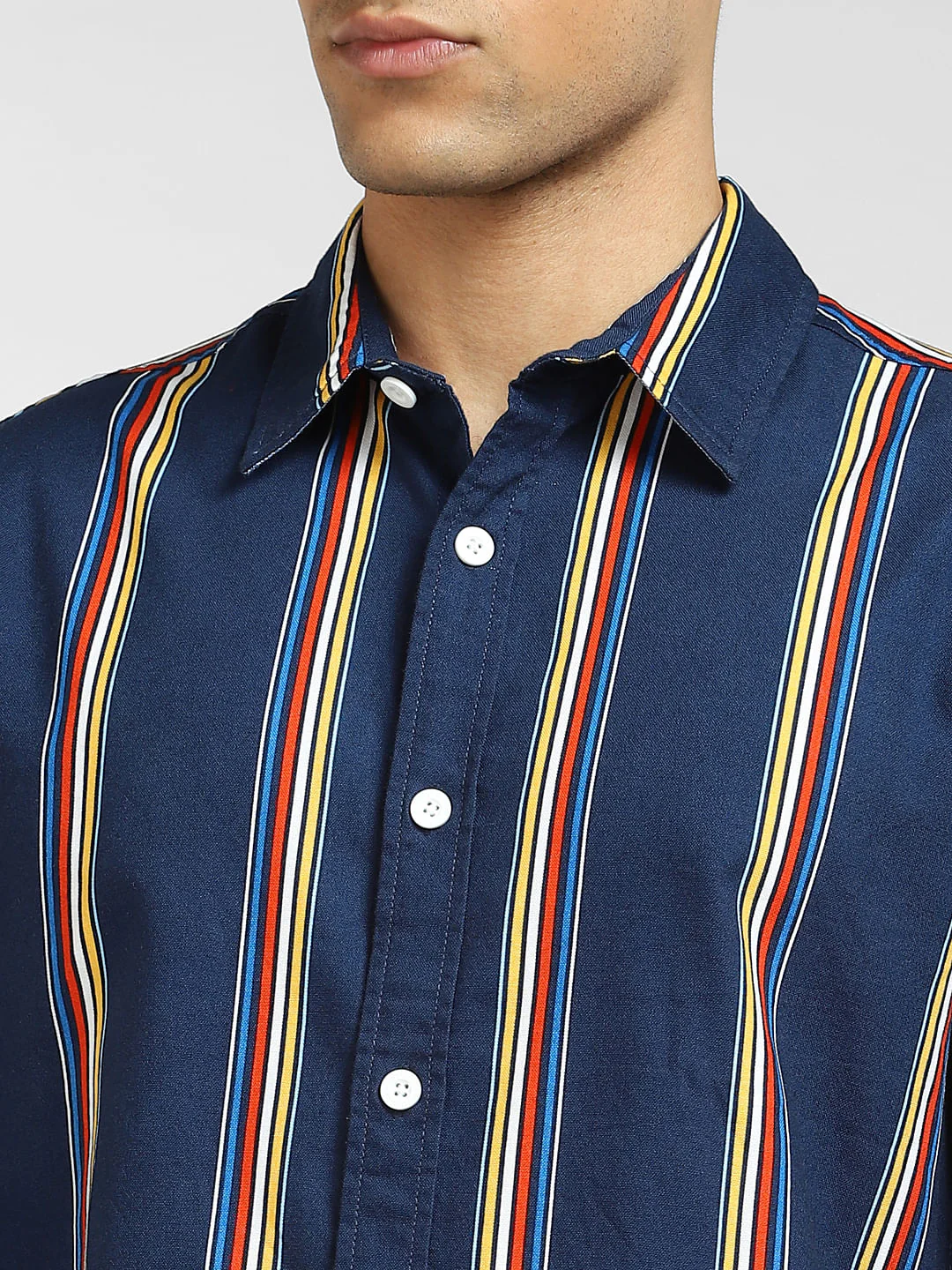 Blue Striped Full Sleeves Shirt - Image 5