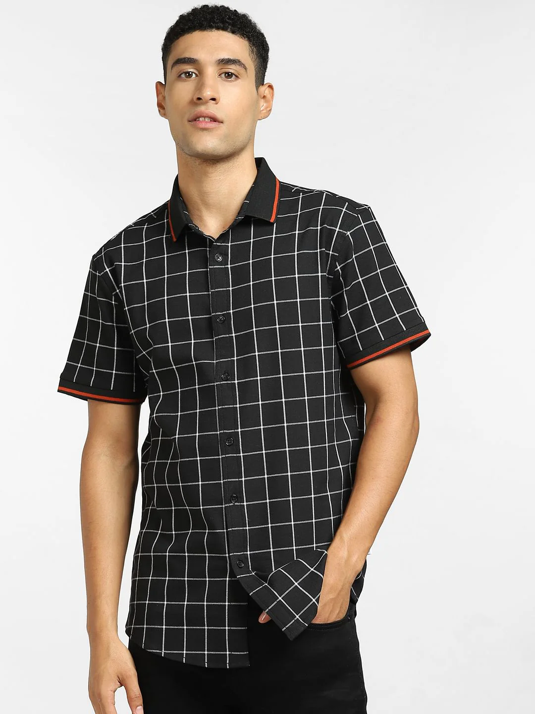 Black Check Short Sleeves Shirt - Image 2