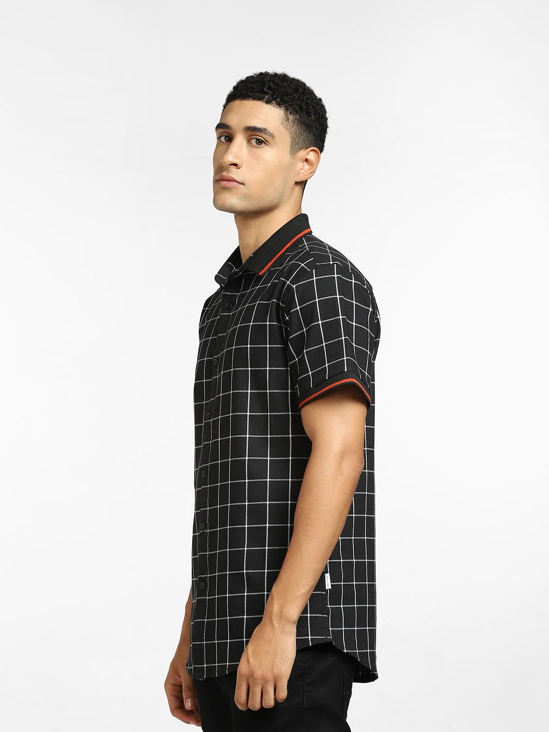 Black Check Short Sleeves Shirt - Image 3