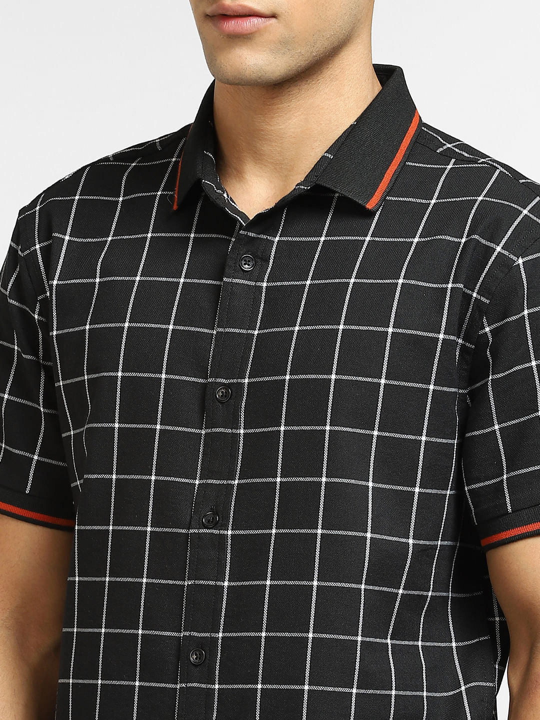 Black Check Short Sleeves Shirt - Image 5