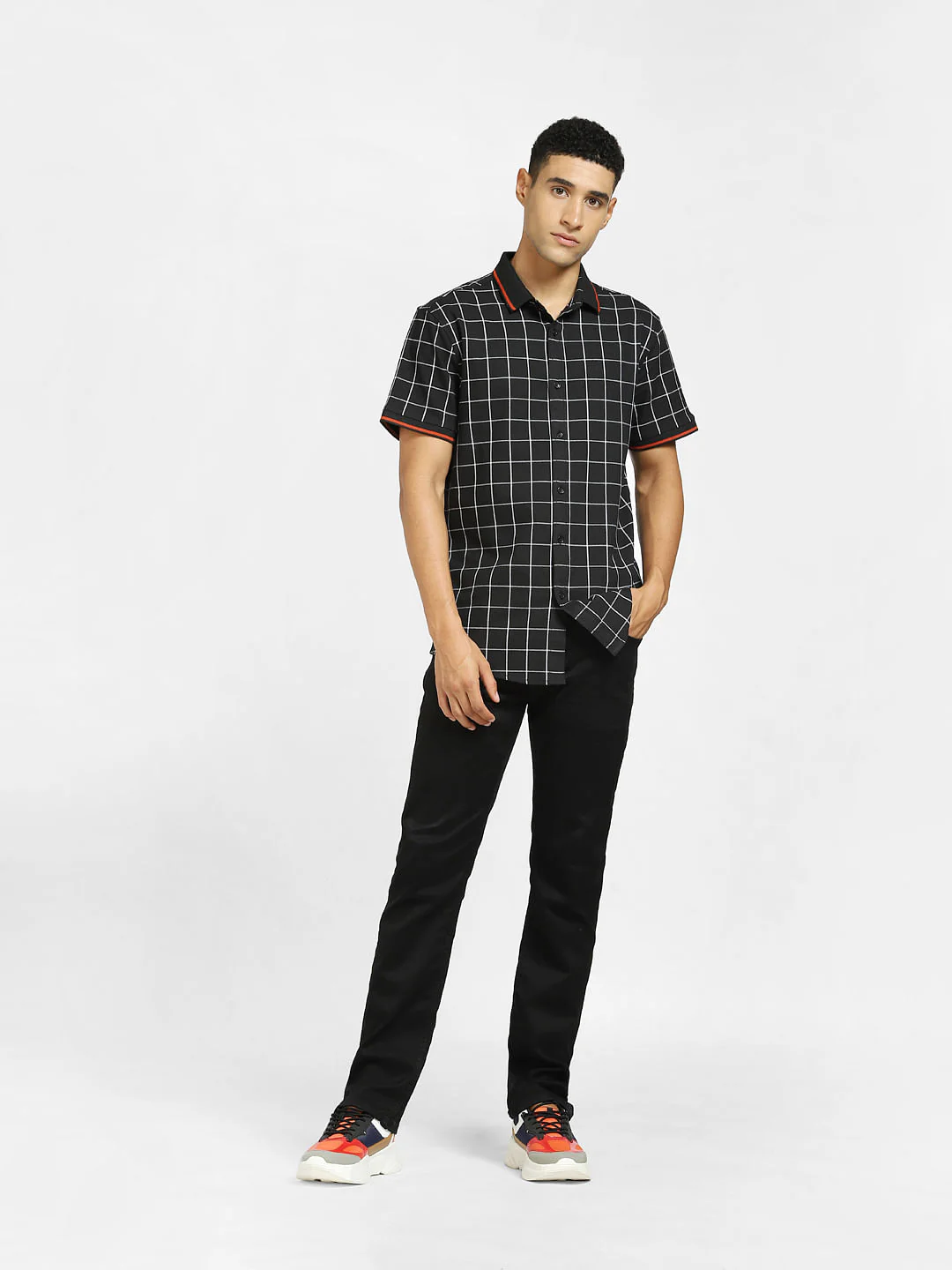 Black Check Short Sleeves Shirt - Image 6