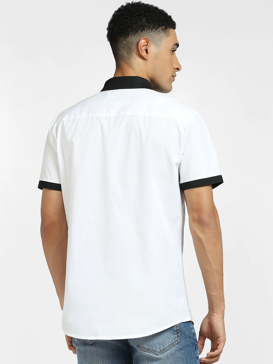 White Cut & Sew Colourblocked Shirt - Image 4