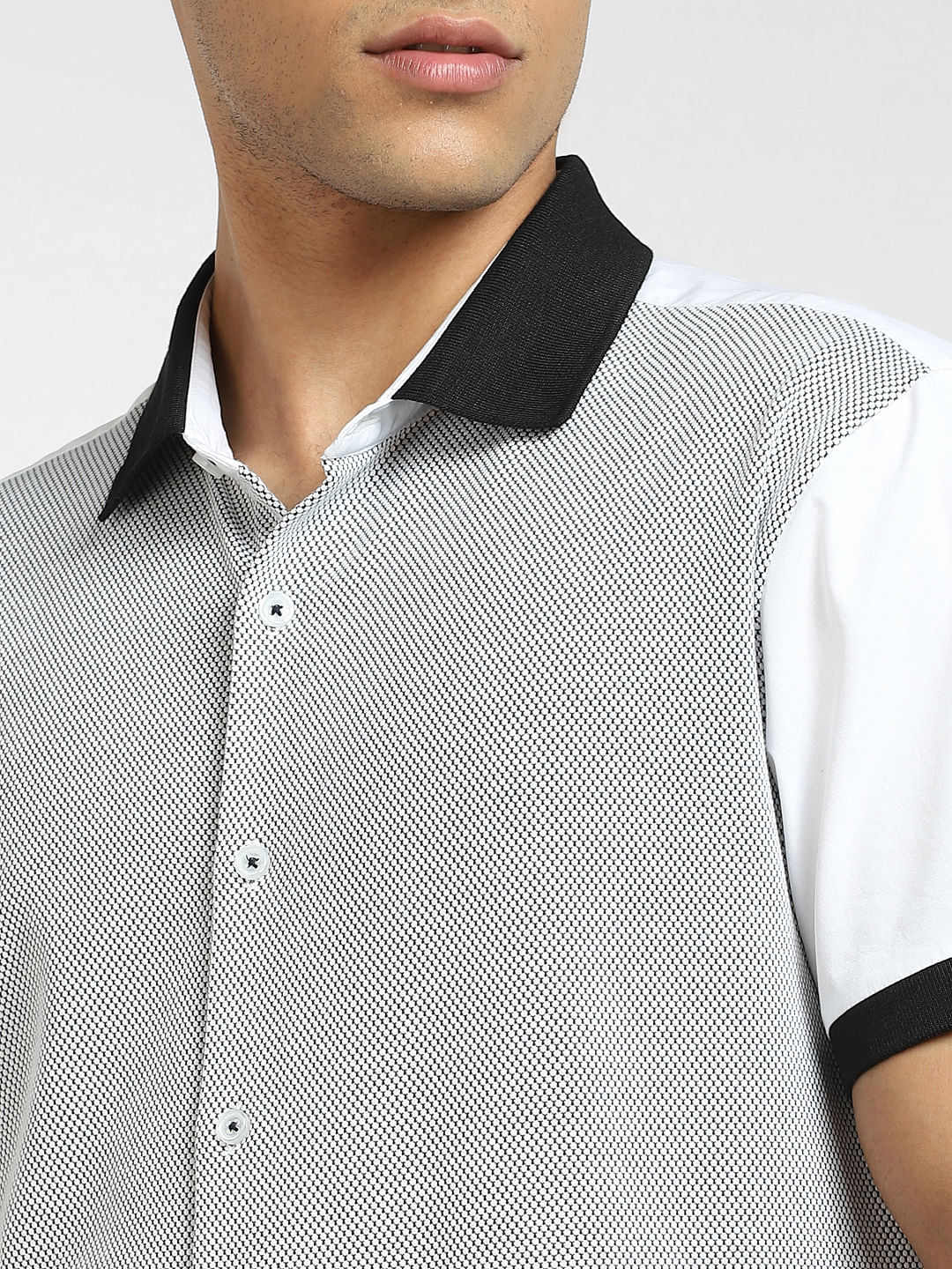 White Cut & Sew Colourblocked Shirt - Image 5