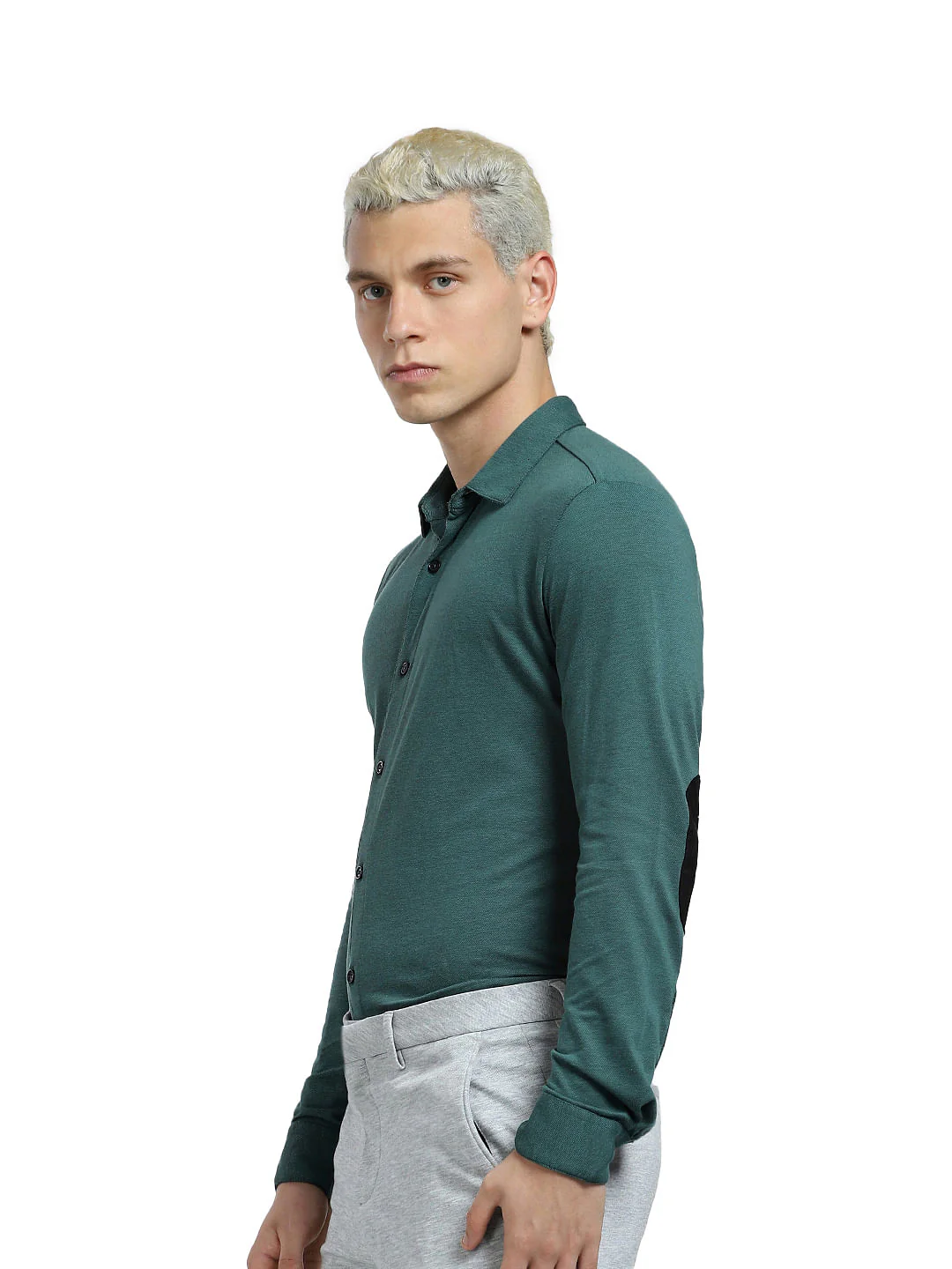 Green Knit Full Sleeves Shirt - Image 3