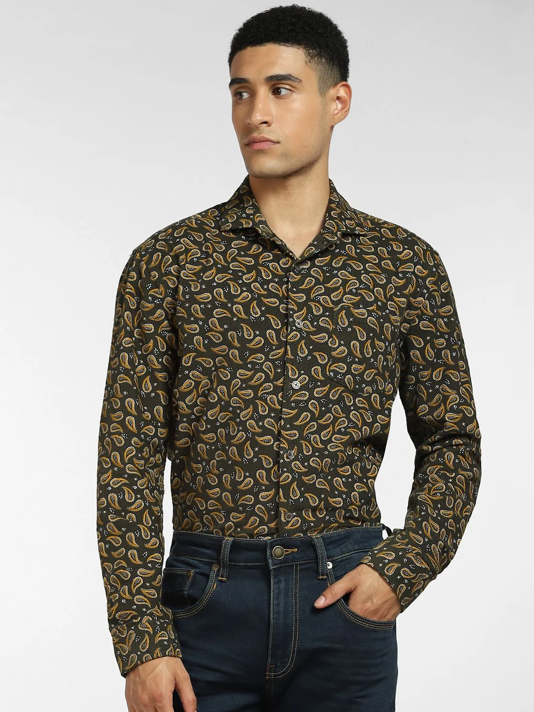 Green Paisley Print Full Sleeves Shirt - Image 2