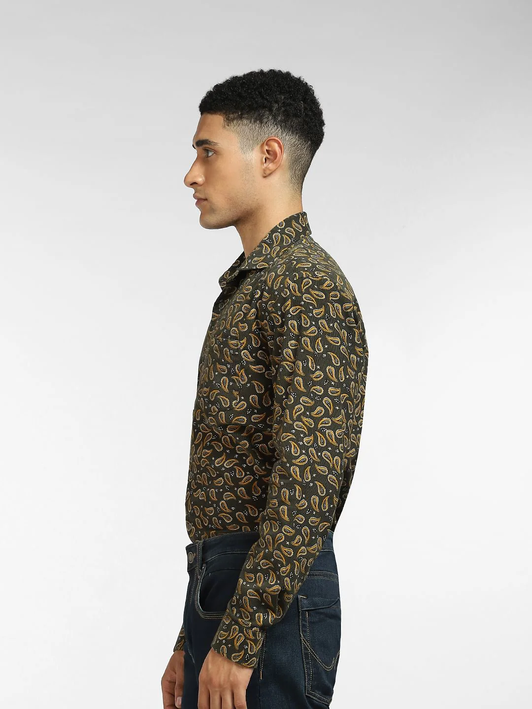 Green Paisley Print Full Sleeves Shirt - Image 3
