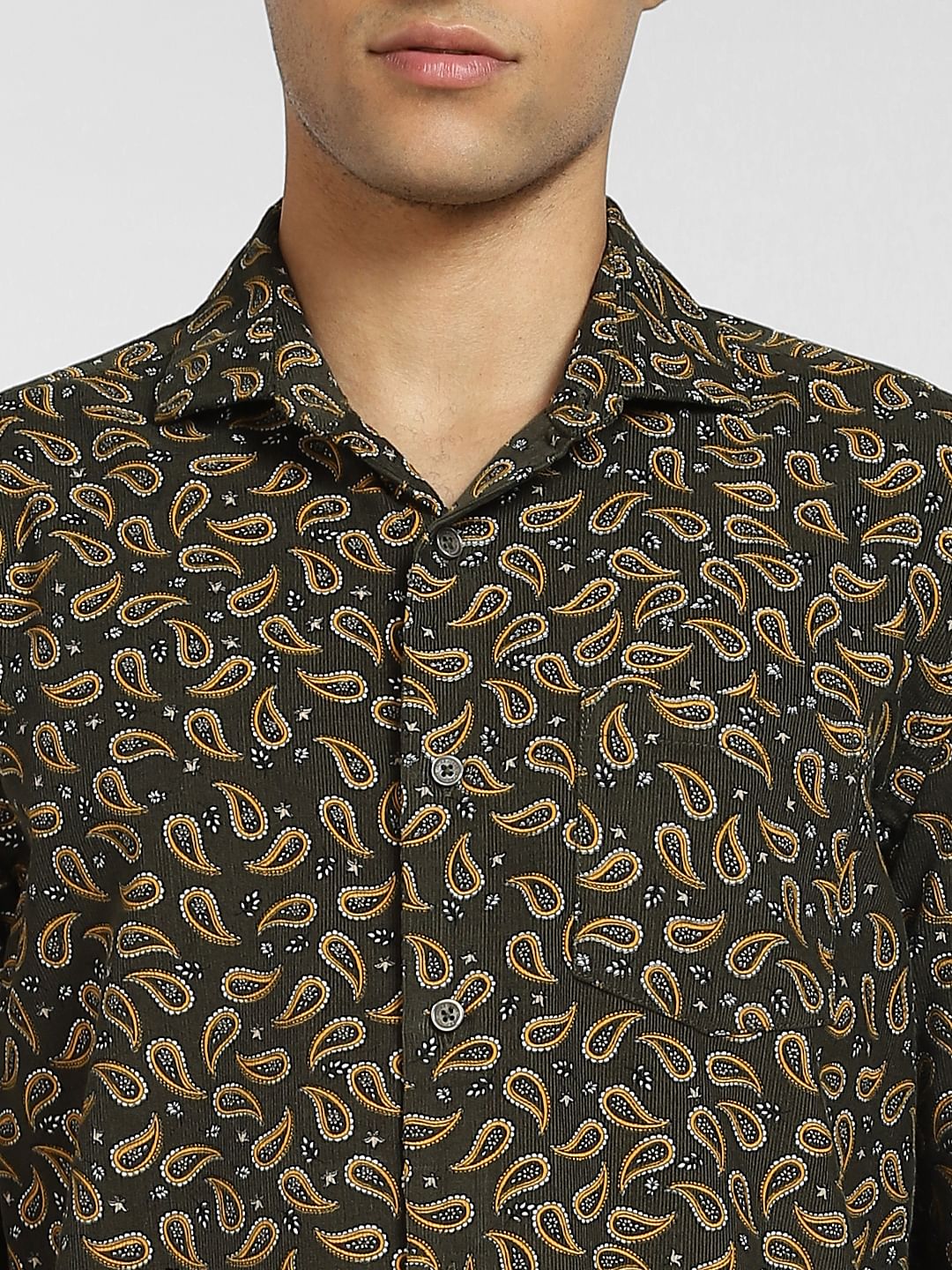 Green Paisley Print Full Sleeves Shirt - Image 5