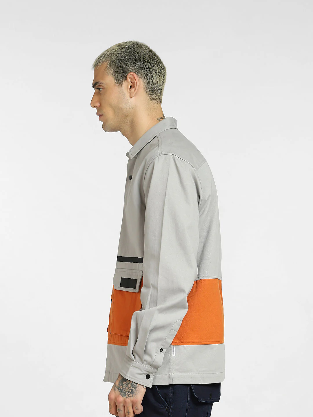 Grey Cut & Sew Oversized Shirt - Image 3
