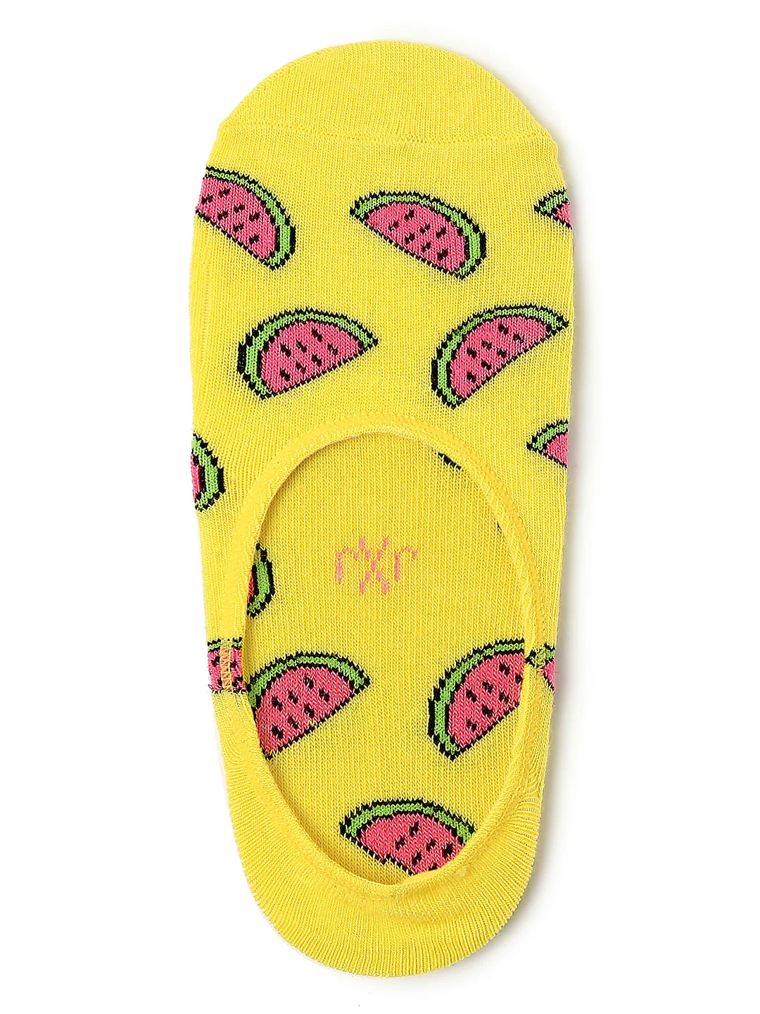Yellow Watermelon Print No Show Socks