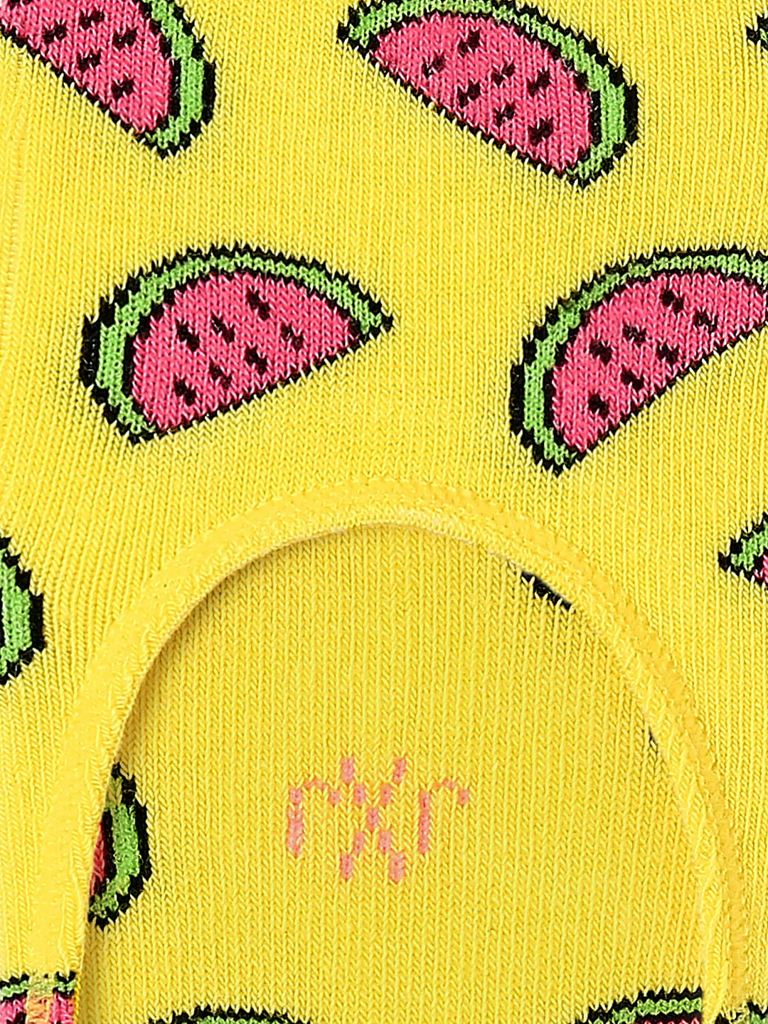 Yellow Watermelon Print No Show Socks - Image 3