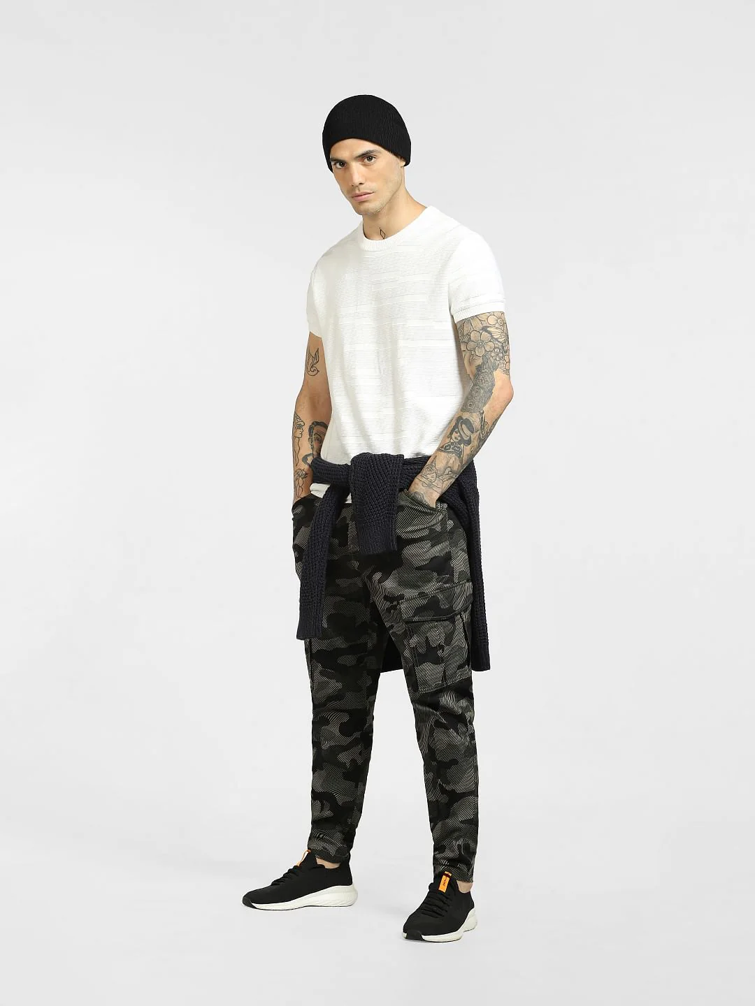 Green Mid Rise Camo Print Pants