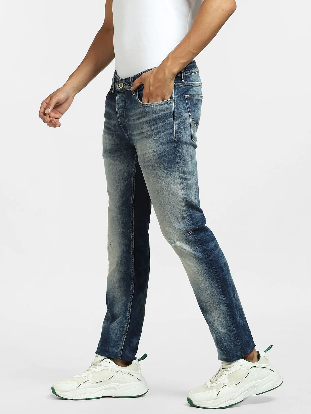 Blue Low Rise Distressed Liam Skinny Jeans - Image 3