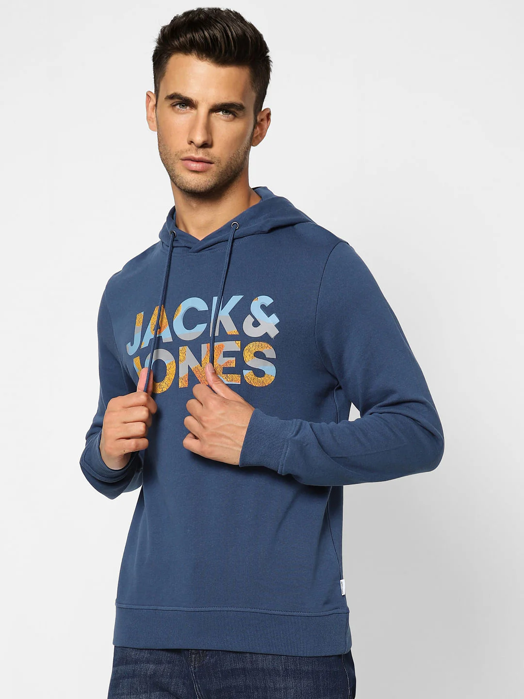 Blue Logo Print Hooded Sweatshirt - Image 2
