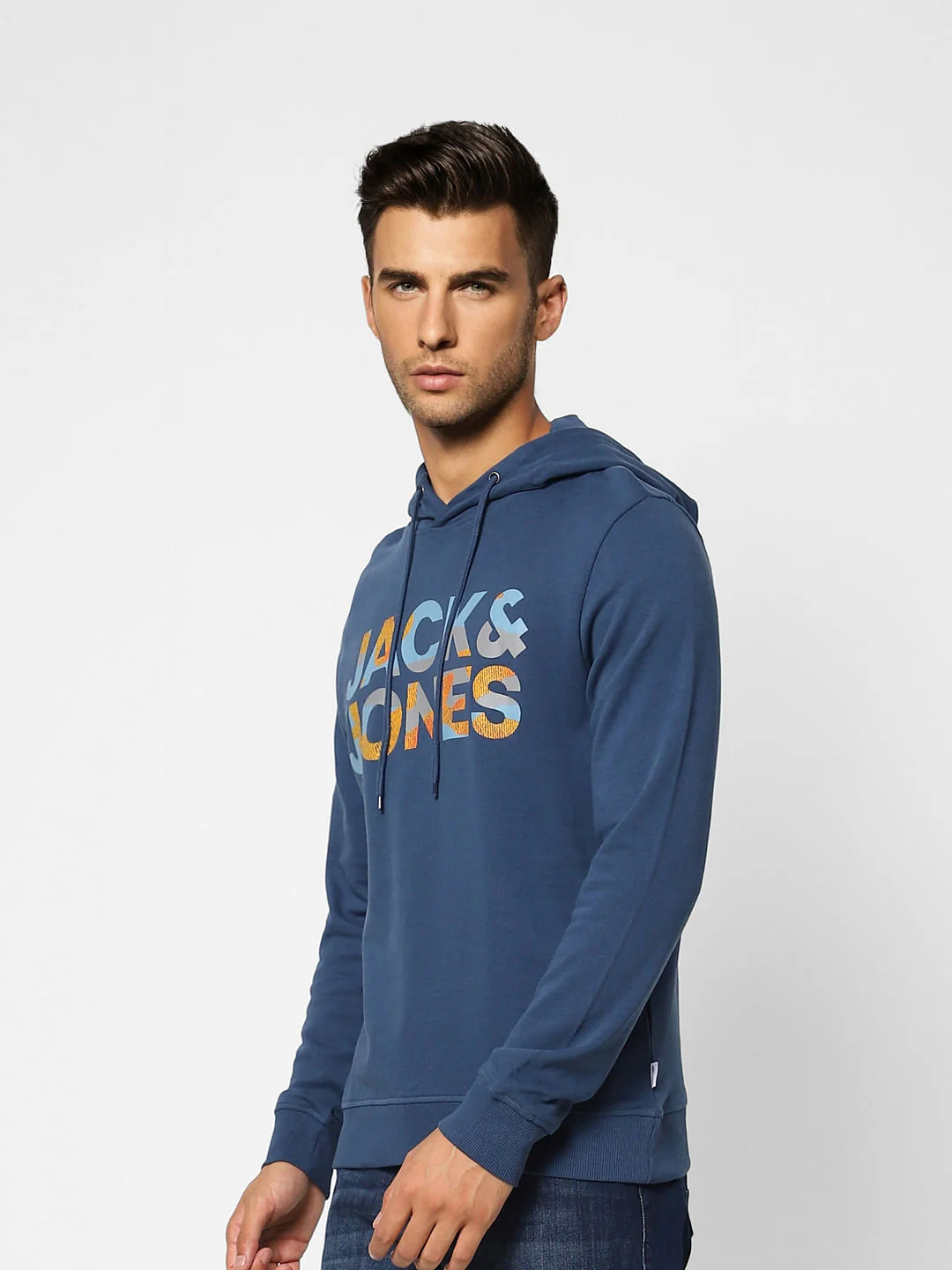 Blue Logo Print Hooded Sweatshirt - Image 3