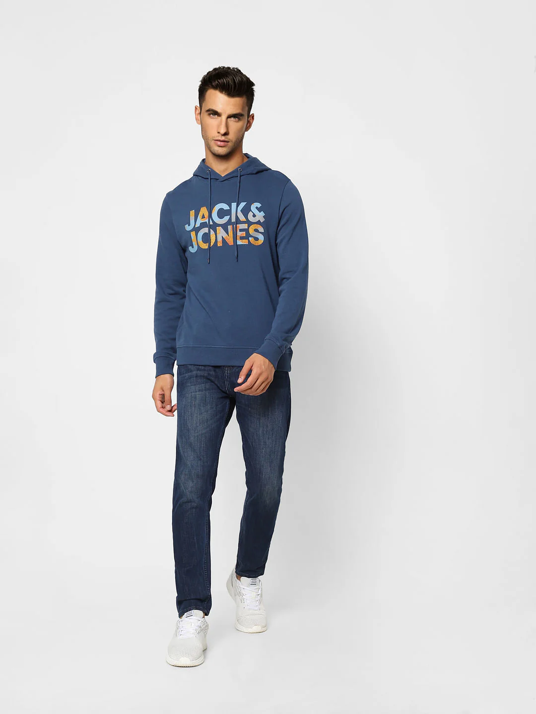 Blue Logo Print Hooded Sweatshirt - Image 6