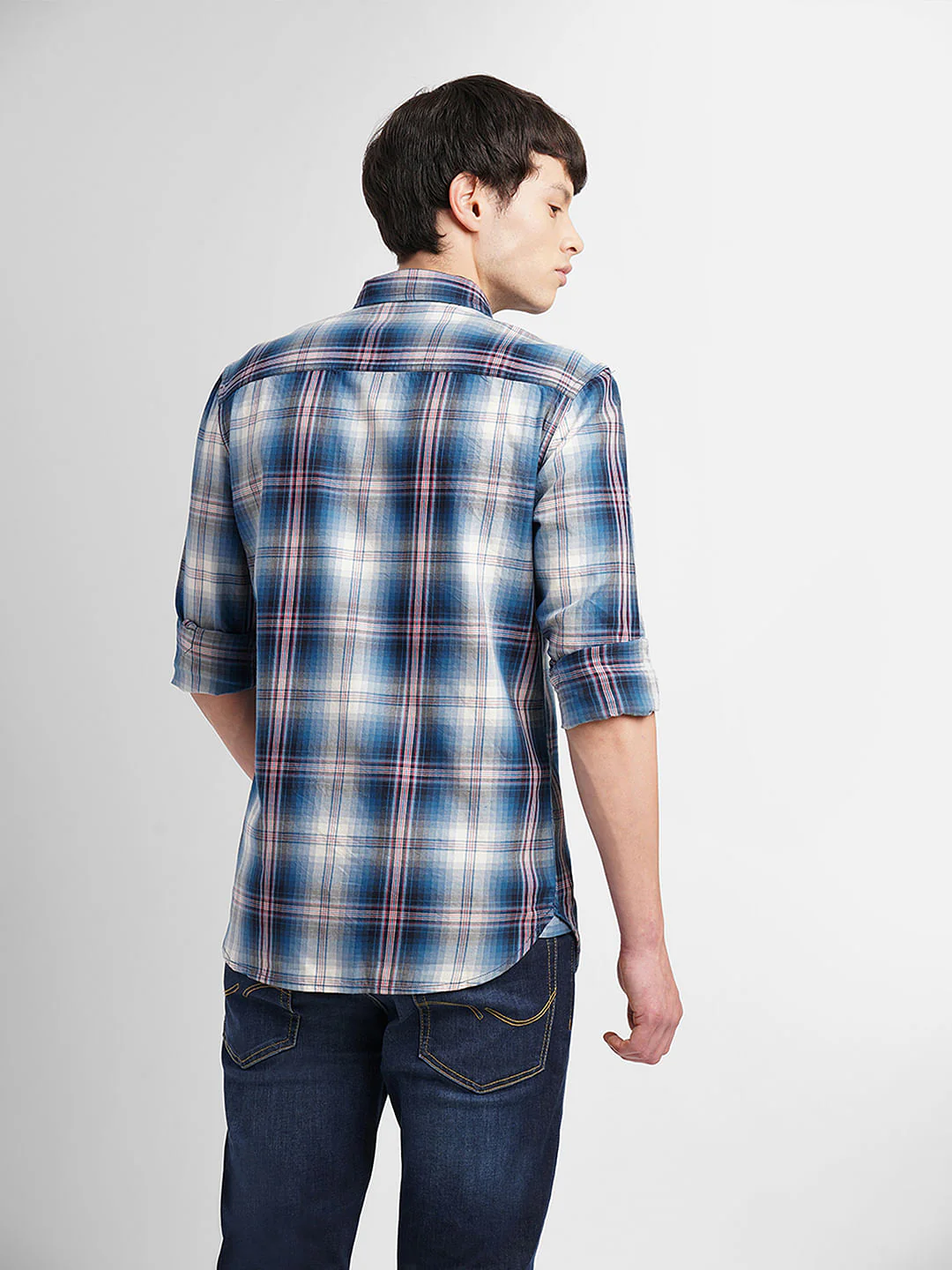 Dark Blue Check Full Sleeves Shirt - Image 4