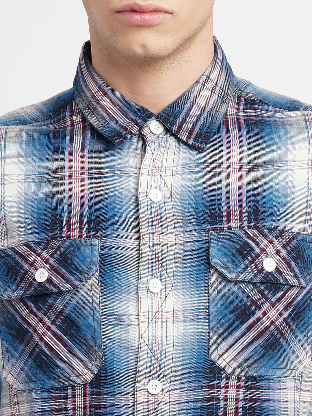 Dark Blue Check Full Sleeves Shirt - Image 5