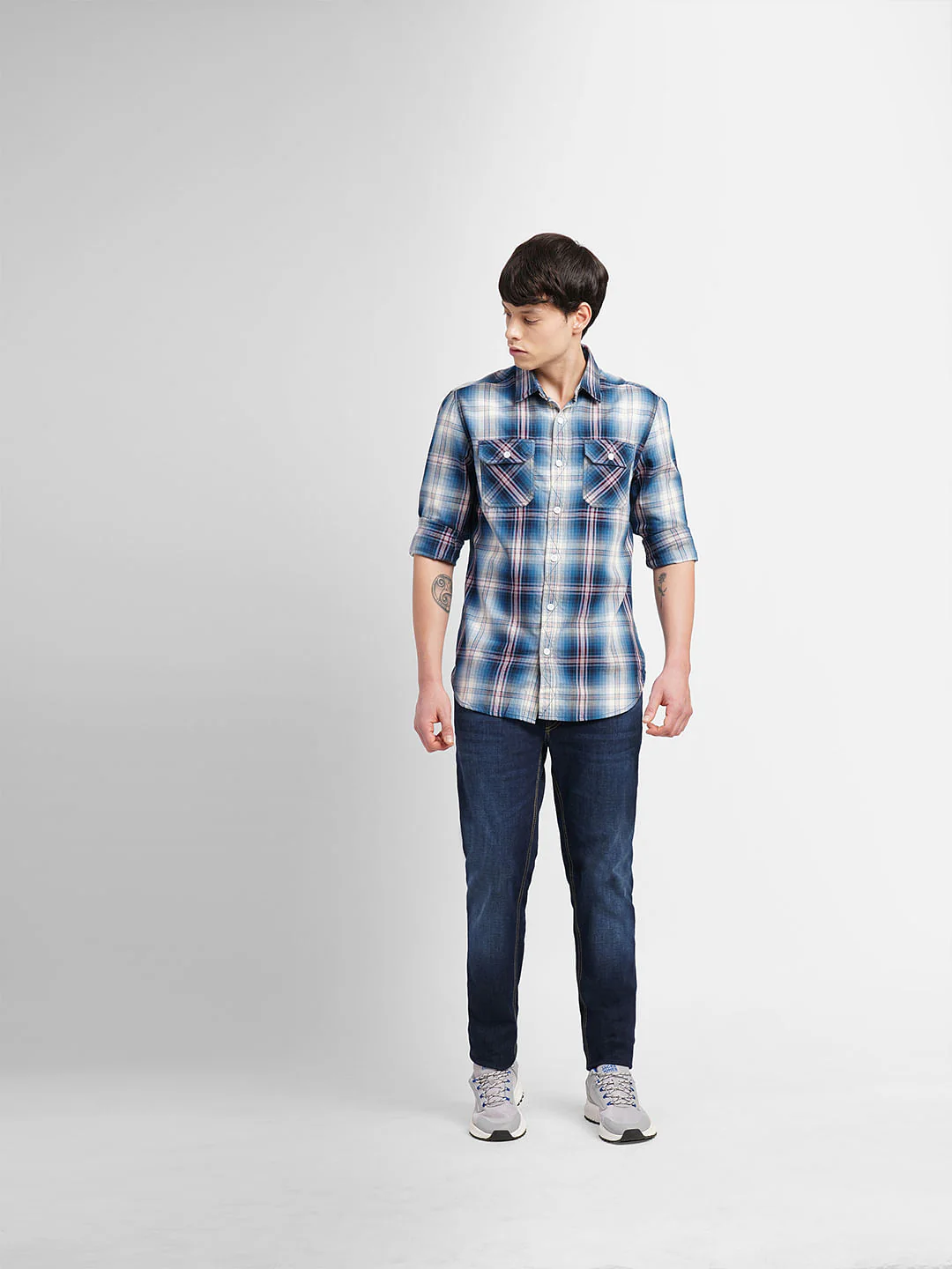 Dark Blue Check Full Sleeves Shirt - Image 6