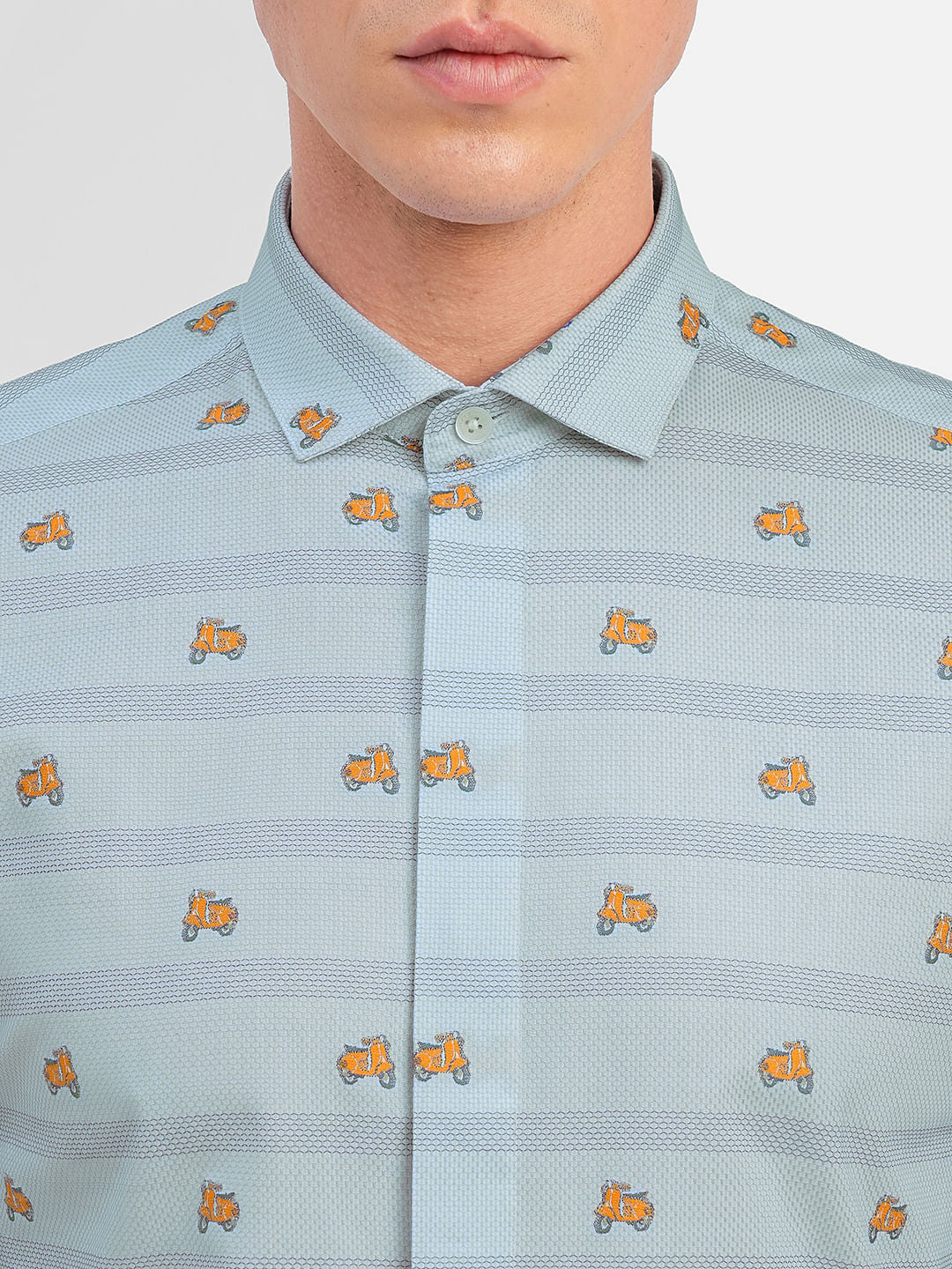 Blue Printed Full Sleeves Shirt - Image 5