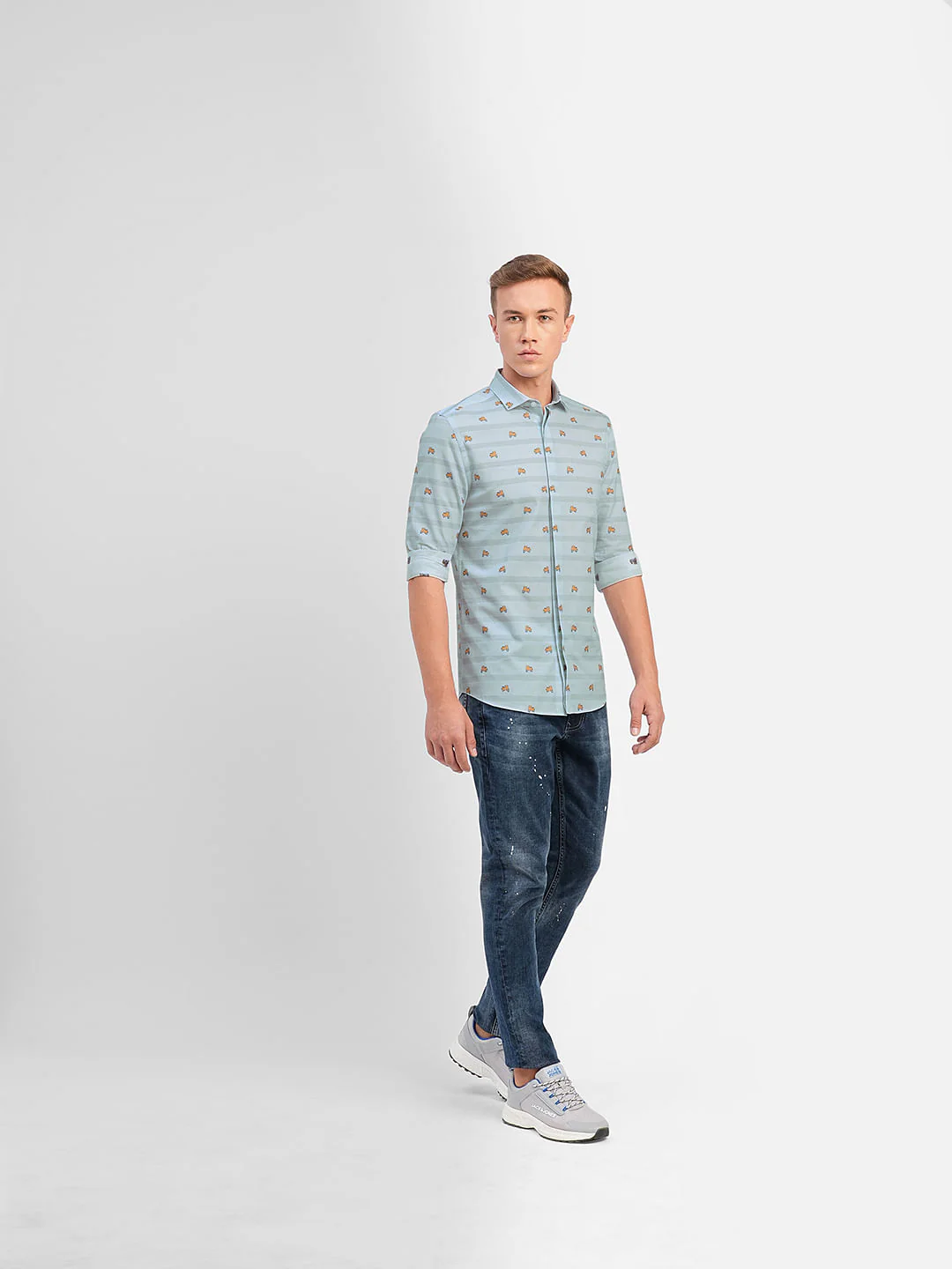 Blue Printed Full Sleeves Shirt - Image 6