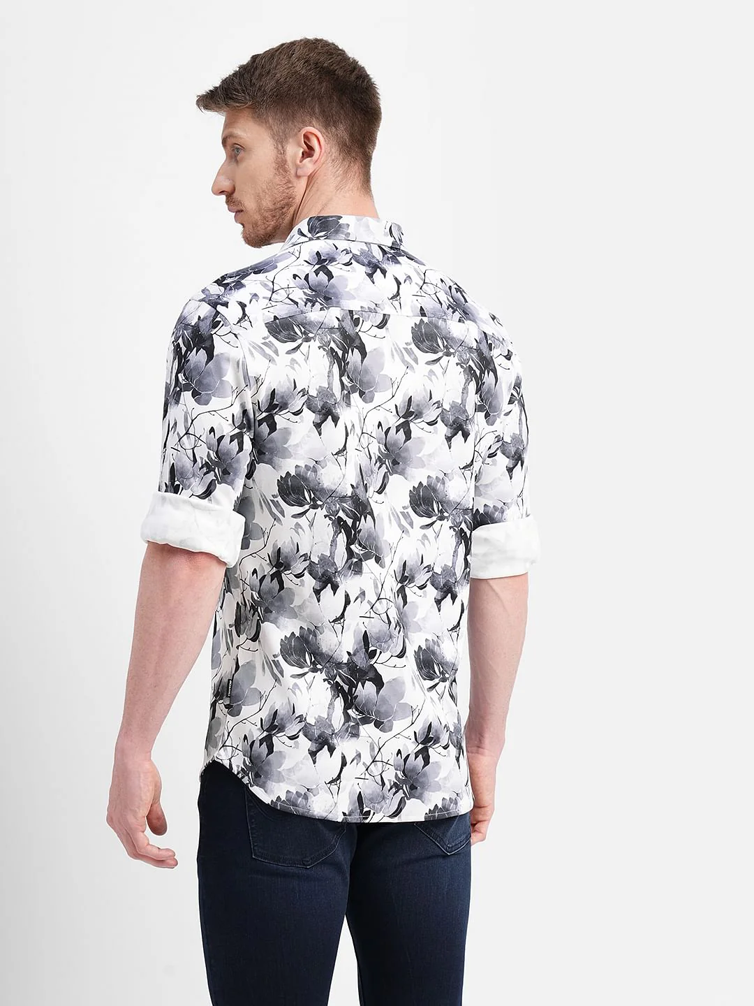 White Floral Print Full Sleeves Shirt - Image 4