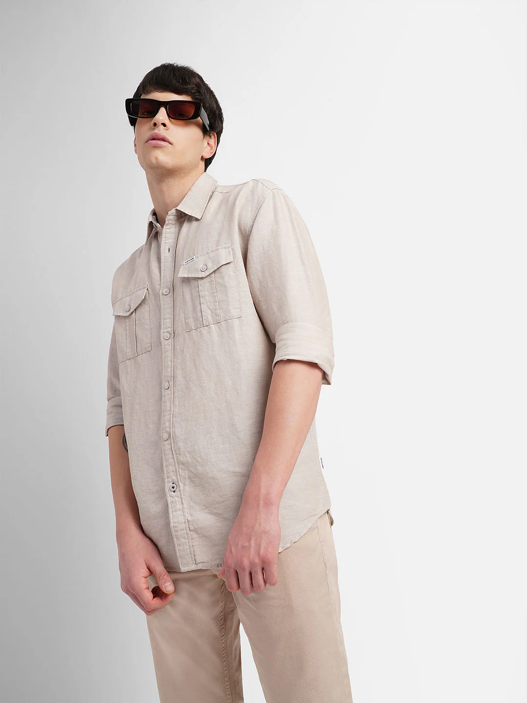 Beige Full Sleeves Shirt