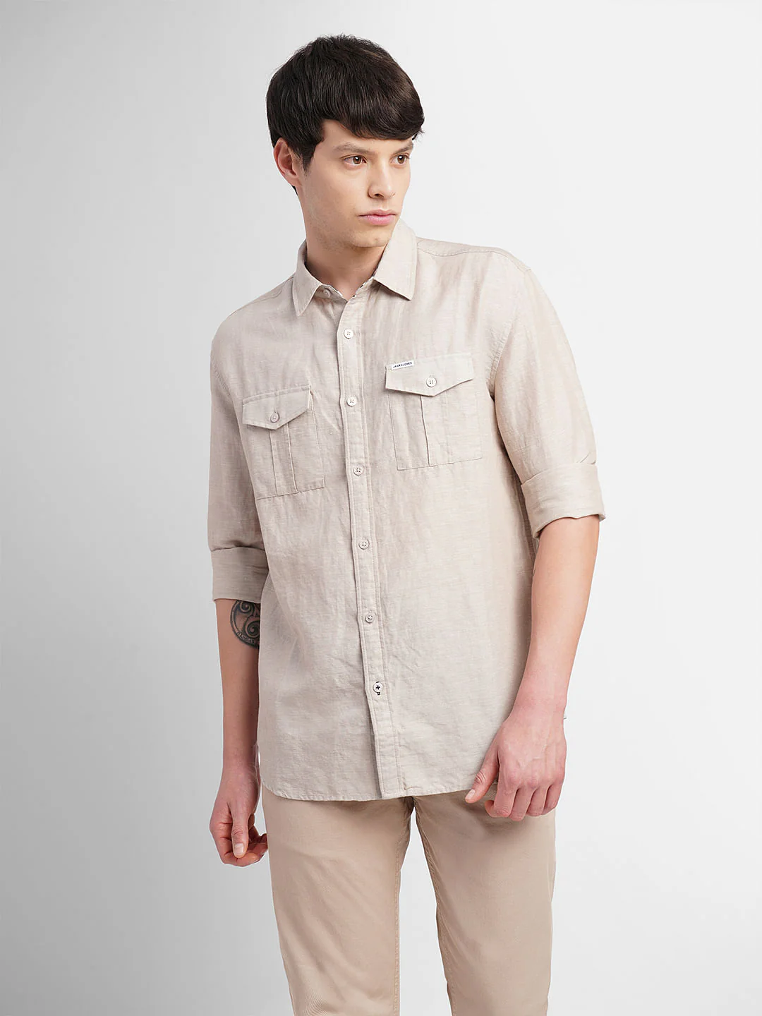 Beige Full Sleeves Shirt - Image 2