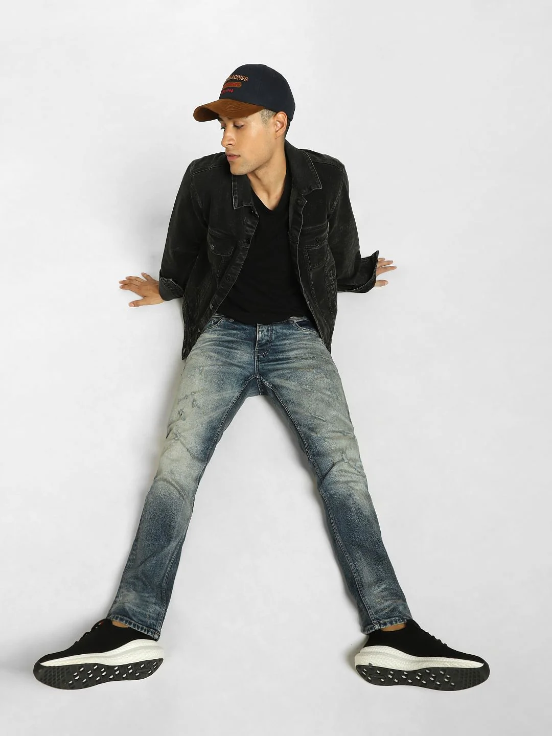 Blue Low Rise Distressed Glenn Slim Jeans